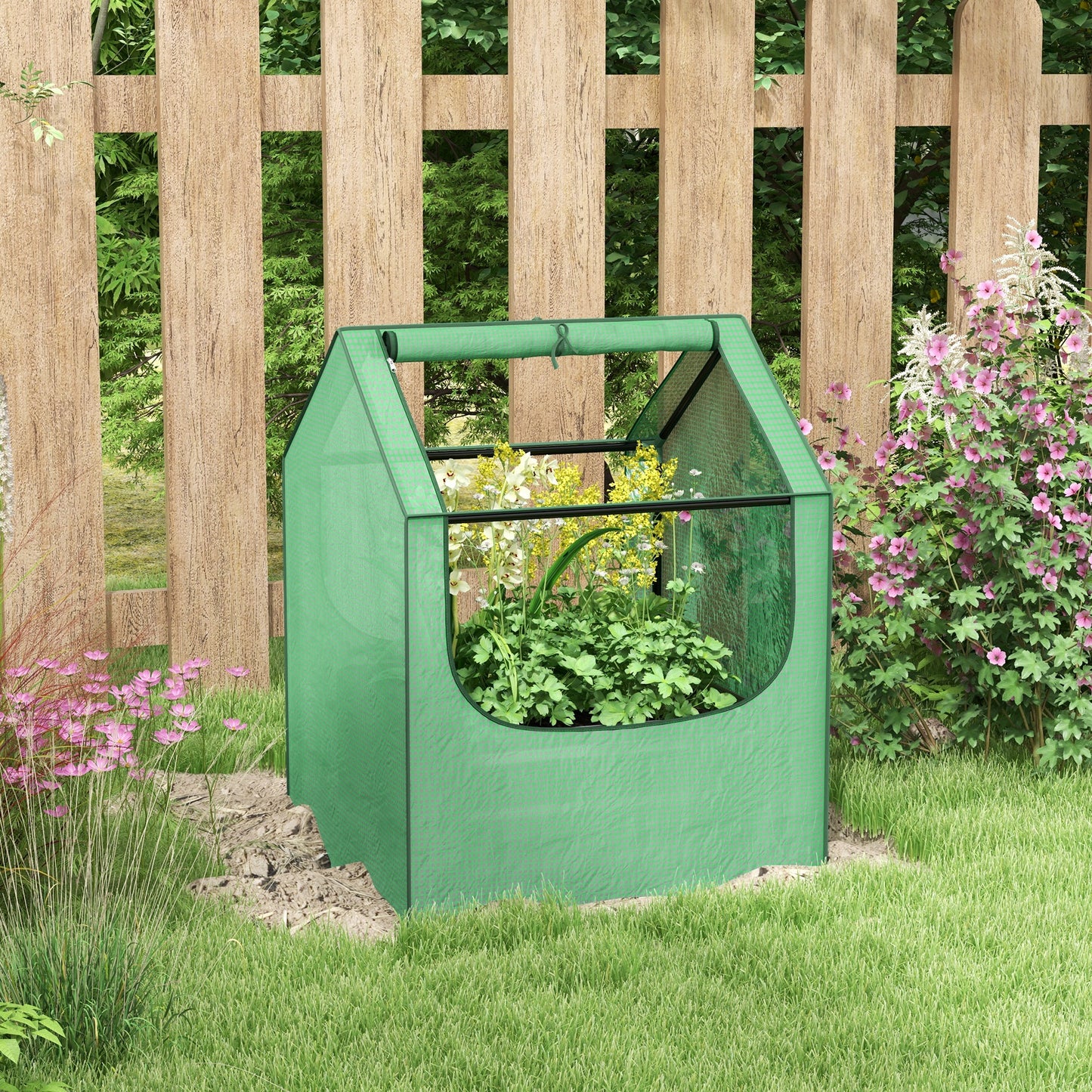 61 x 61cm Garden Planter Bed, with Cover - Green and