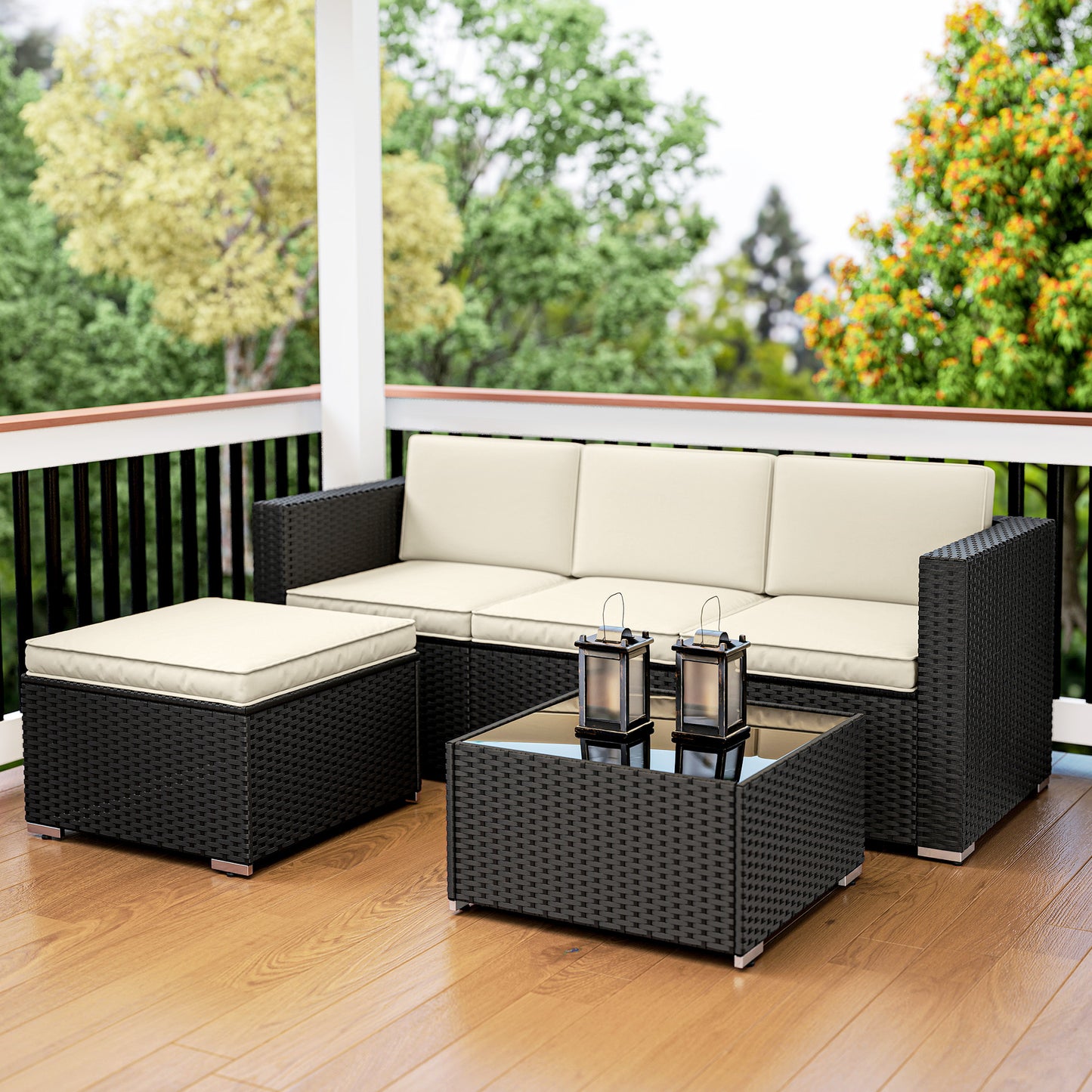 3 Pieces Garden Furniture Set w/ Cushions