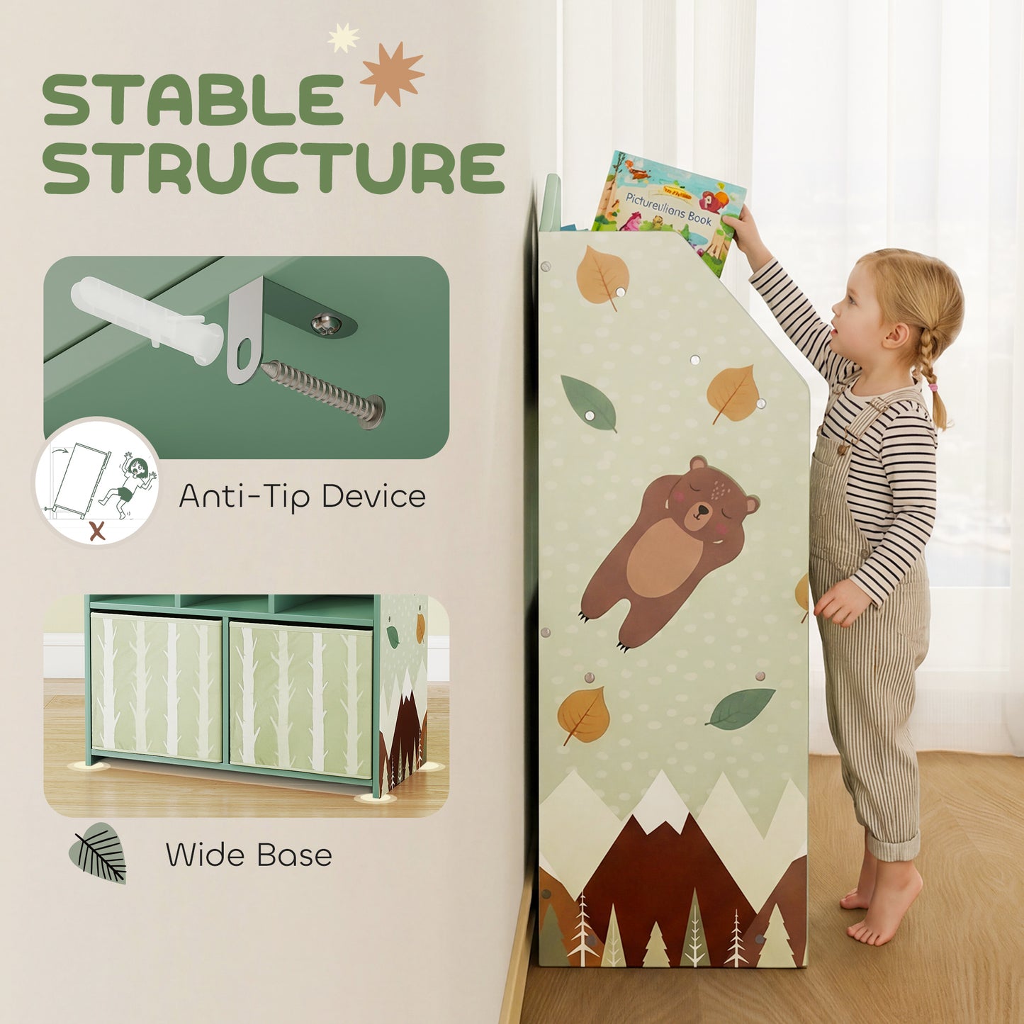 Kids Bookshelf with Storage, Toy Storage Unit with Book Display