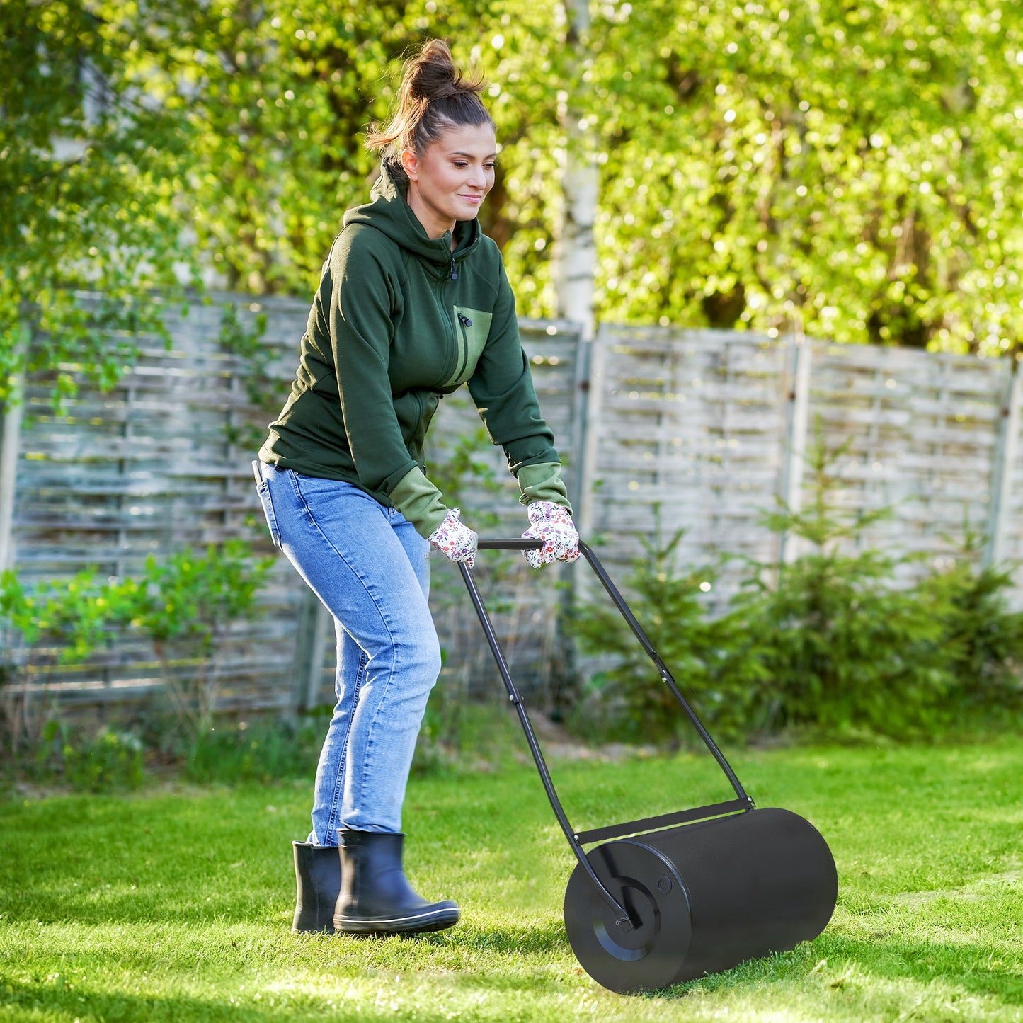 Heavy Duty Garden Lawn Roller Push Tow Water Sand Filled 46L
