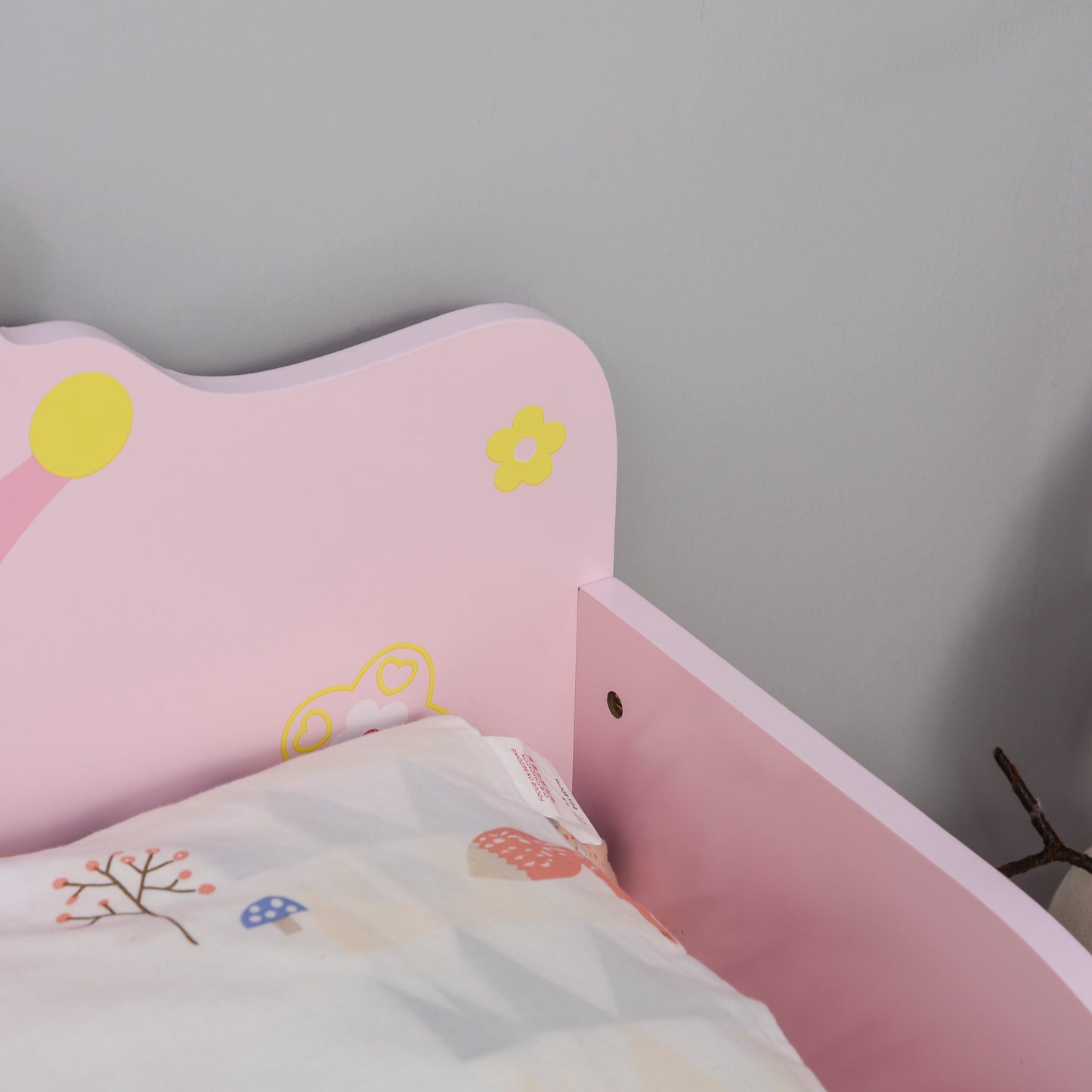 Kids Toddler Bed Princess Crown Theme Safety Side Rails Slats Home