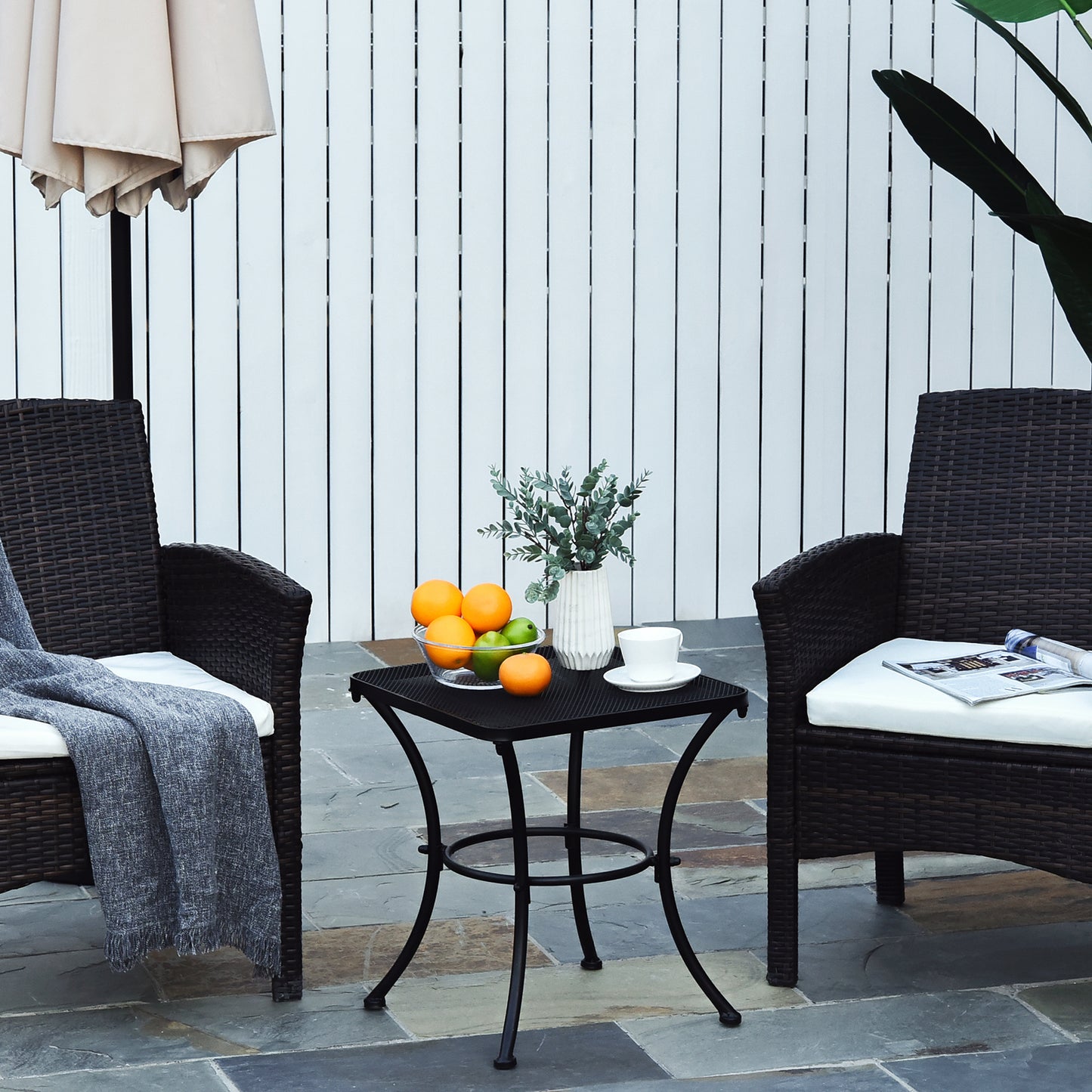 Square Garden Metal Bistro Table Outdoor Patio Coffee Side Desk