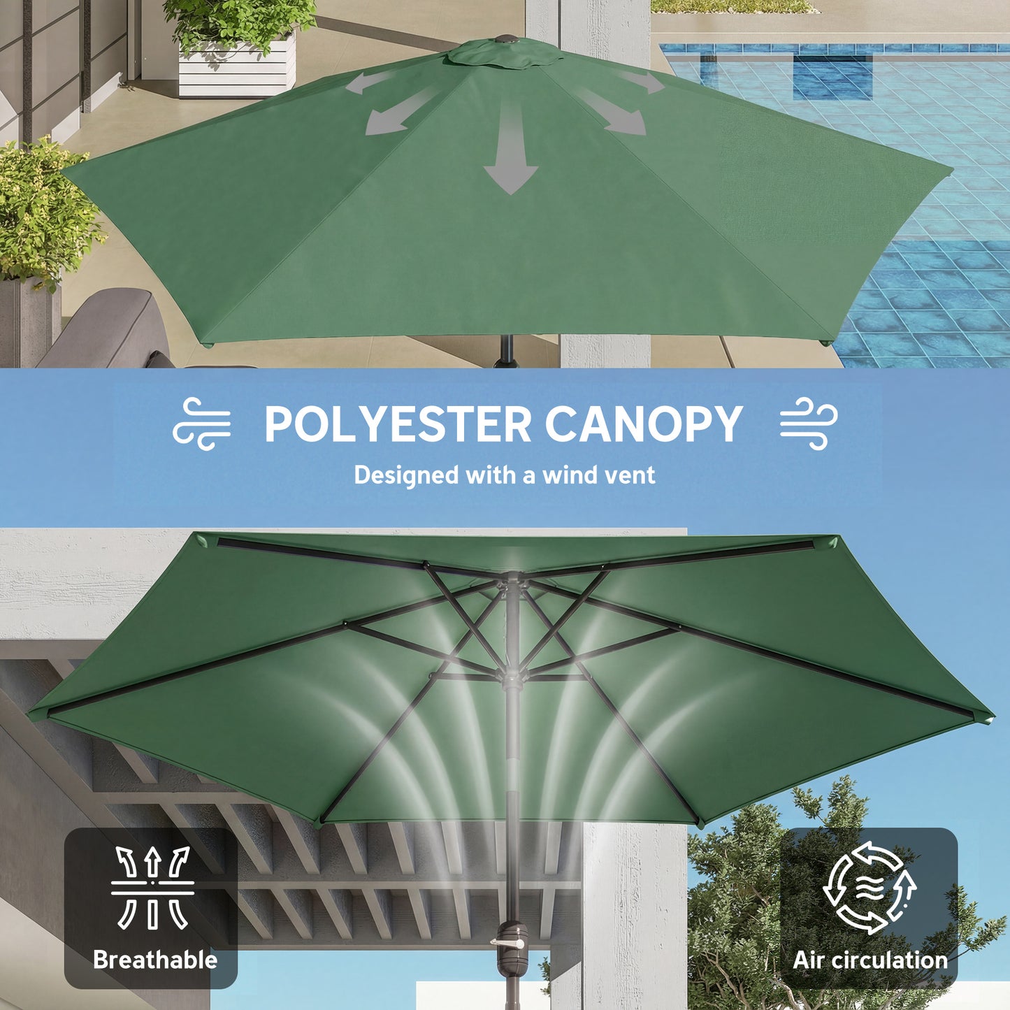 2.6 m Garden Parasol Umbrella with Aluminium Pole (6)