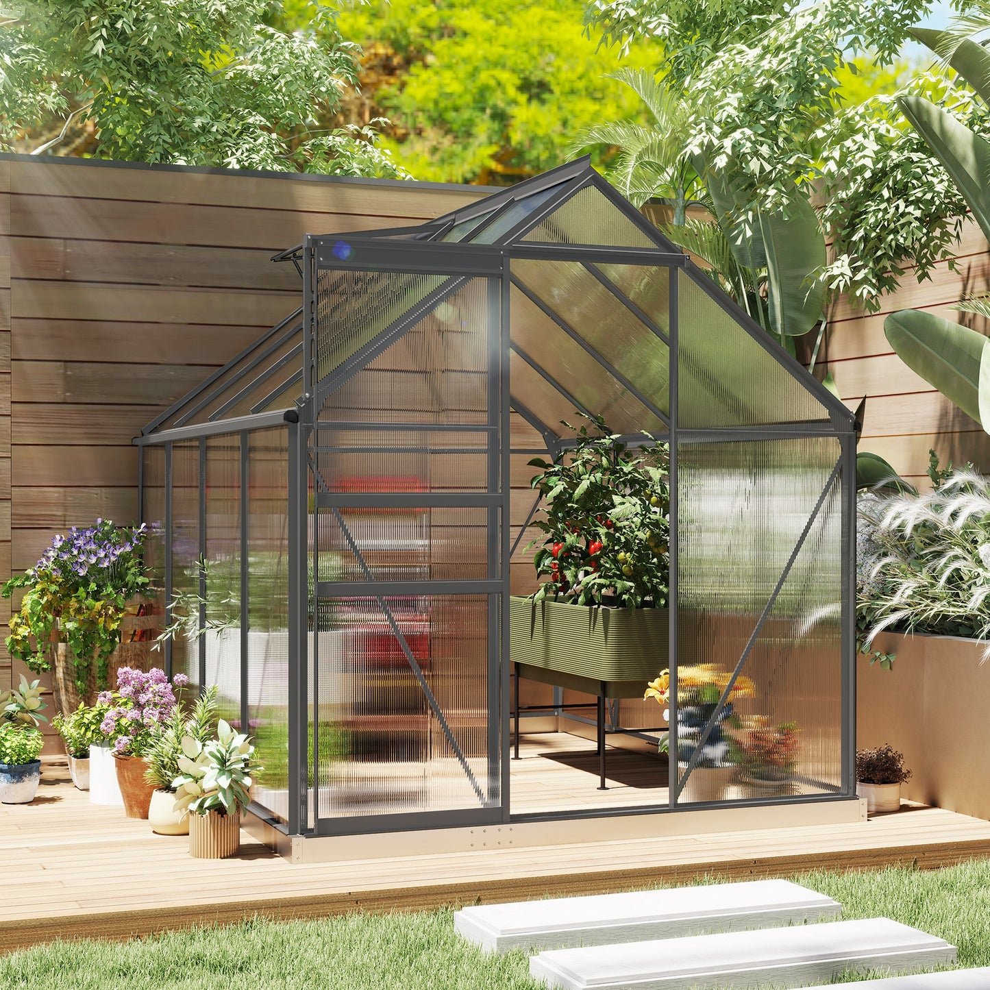 190 x 253 cm Walk-In Polycarbonate Greenhouse