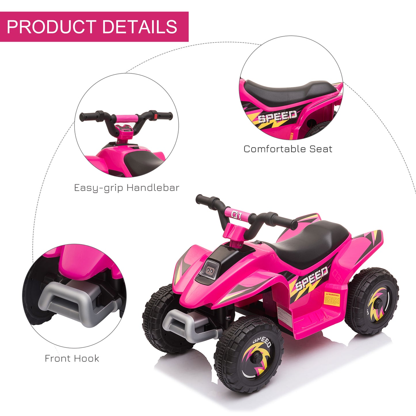6V Kids Electric Ride on Car ATV Toy Quad Bike Four Big Wheels w/