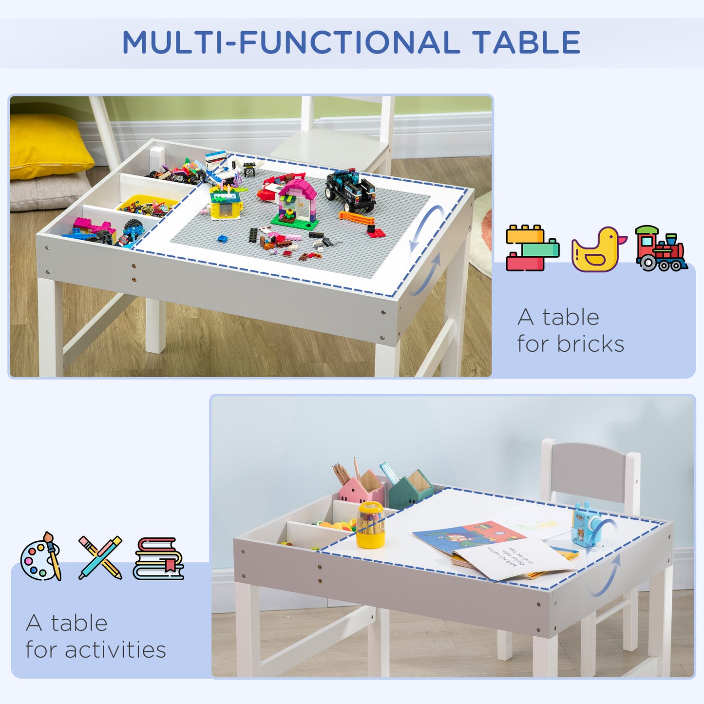 Kids Table and Chair Set, with Storage Space
