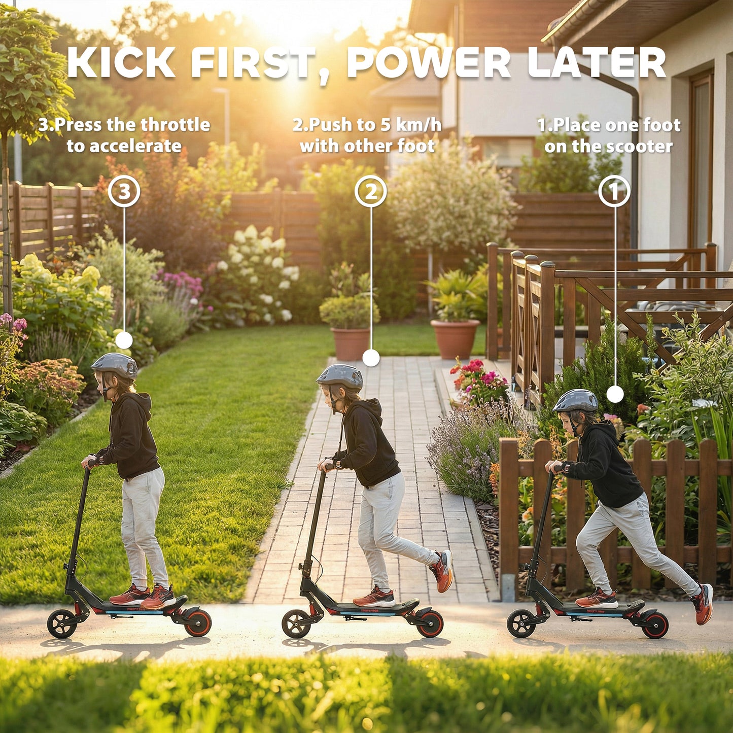 Electric Scooter for Kids, Foldable E Scooter for Age Age 6+