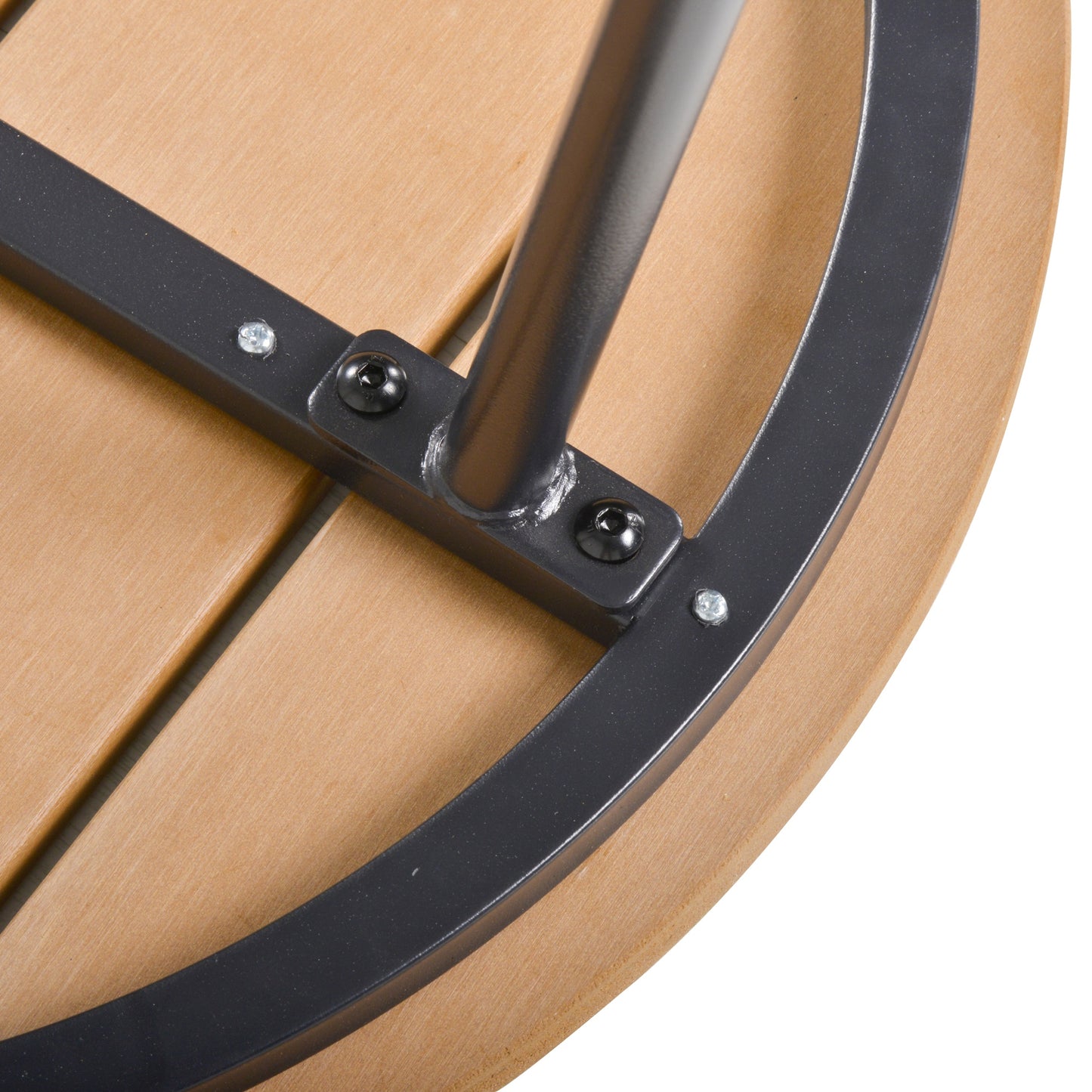 Round Outdoor Side Table Adjustable Leg Pads Garden Table 49 x 49 x