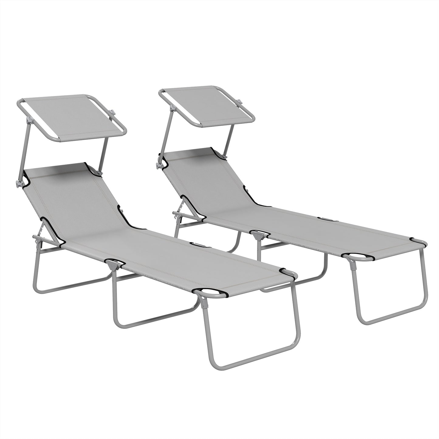 Folding Sun Lounger with Canopy