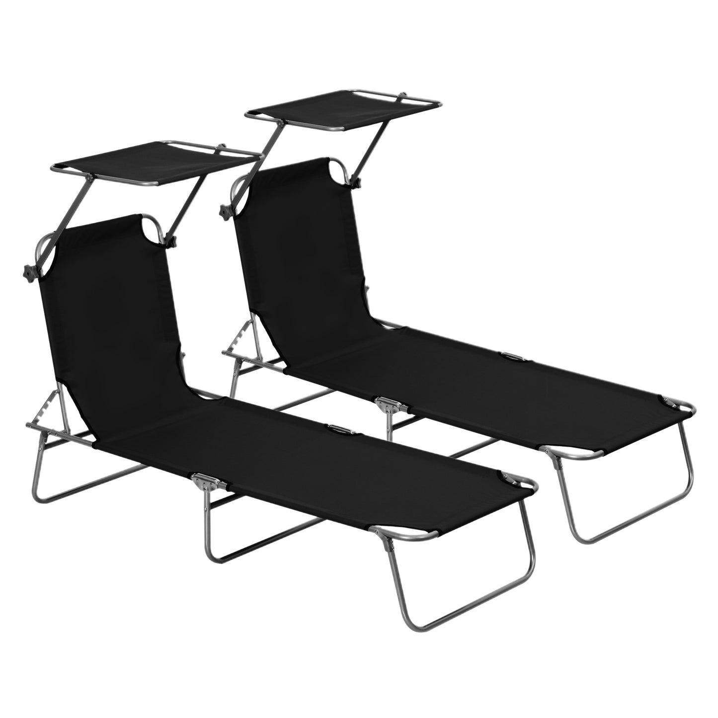 2 Pieces Outdoor Foldable Sun Lounger