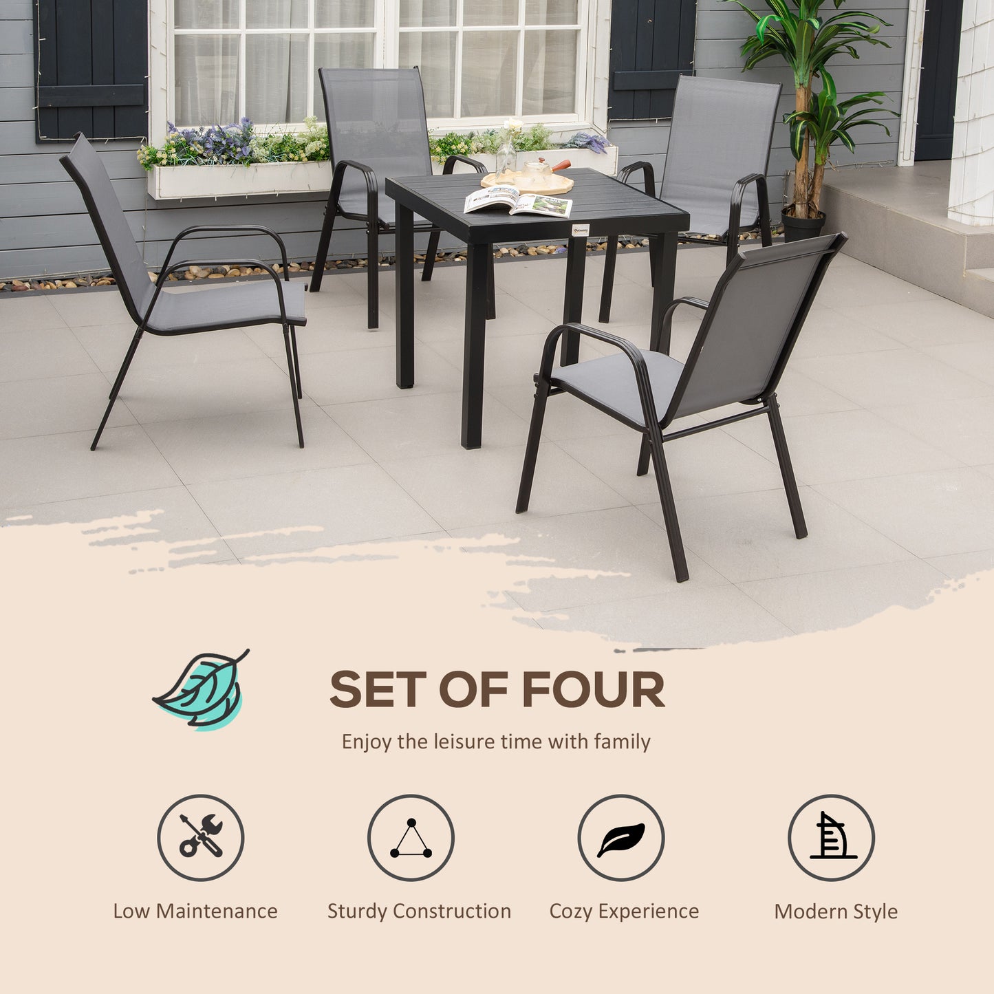 Set of Four Stackable Mesh Seat Chairs (2)