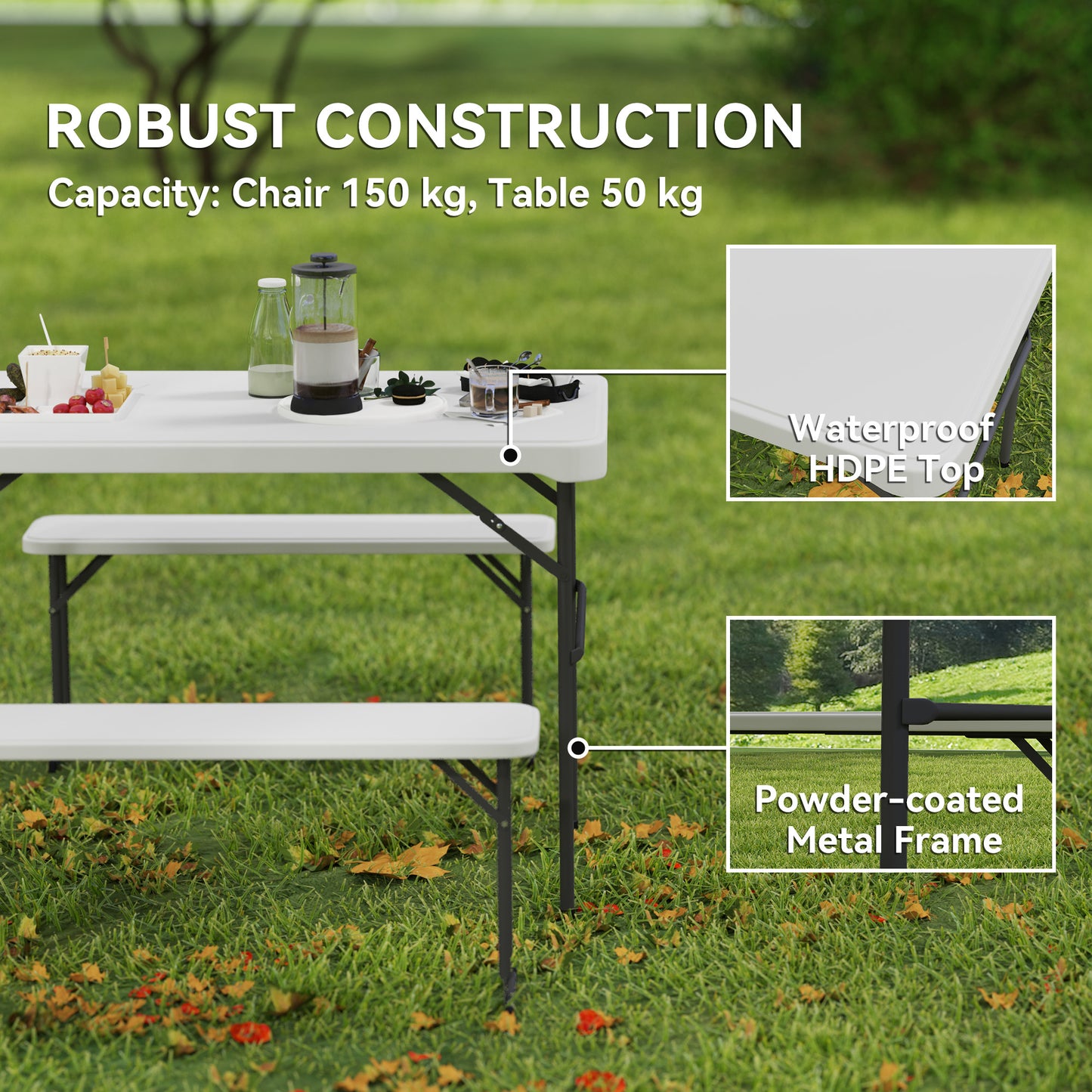 Three-Piece Folding Picnic Table and Bench Set