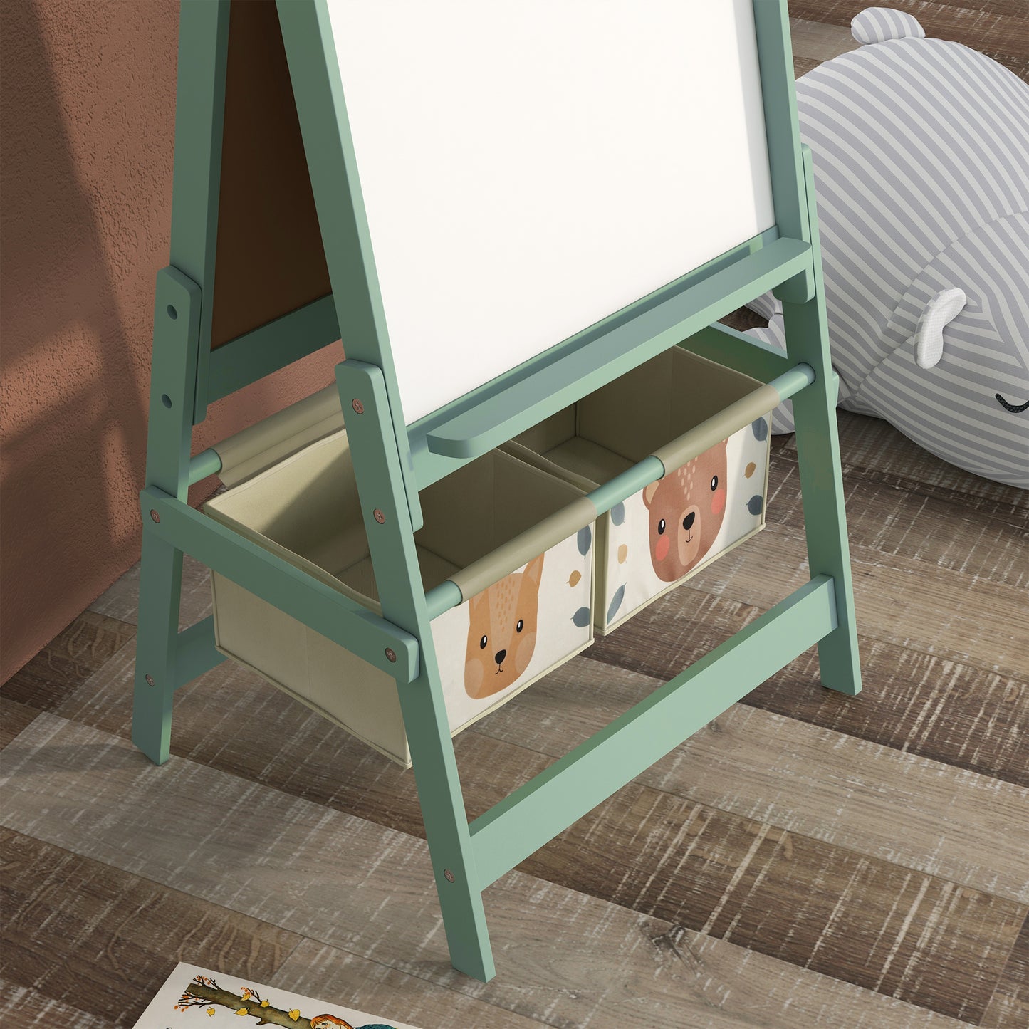 Three-In-One Kids Easel with Paper Roll, Art Easel, with Storage