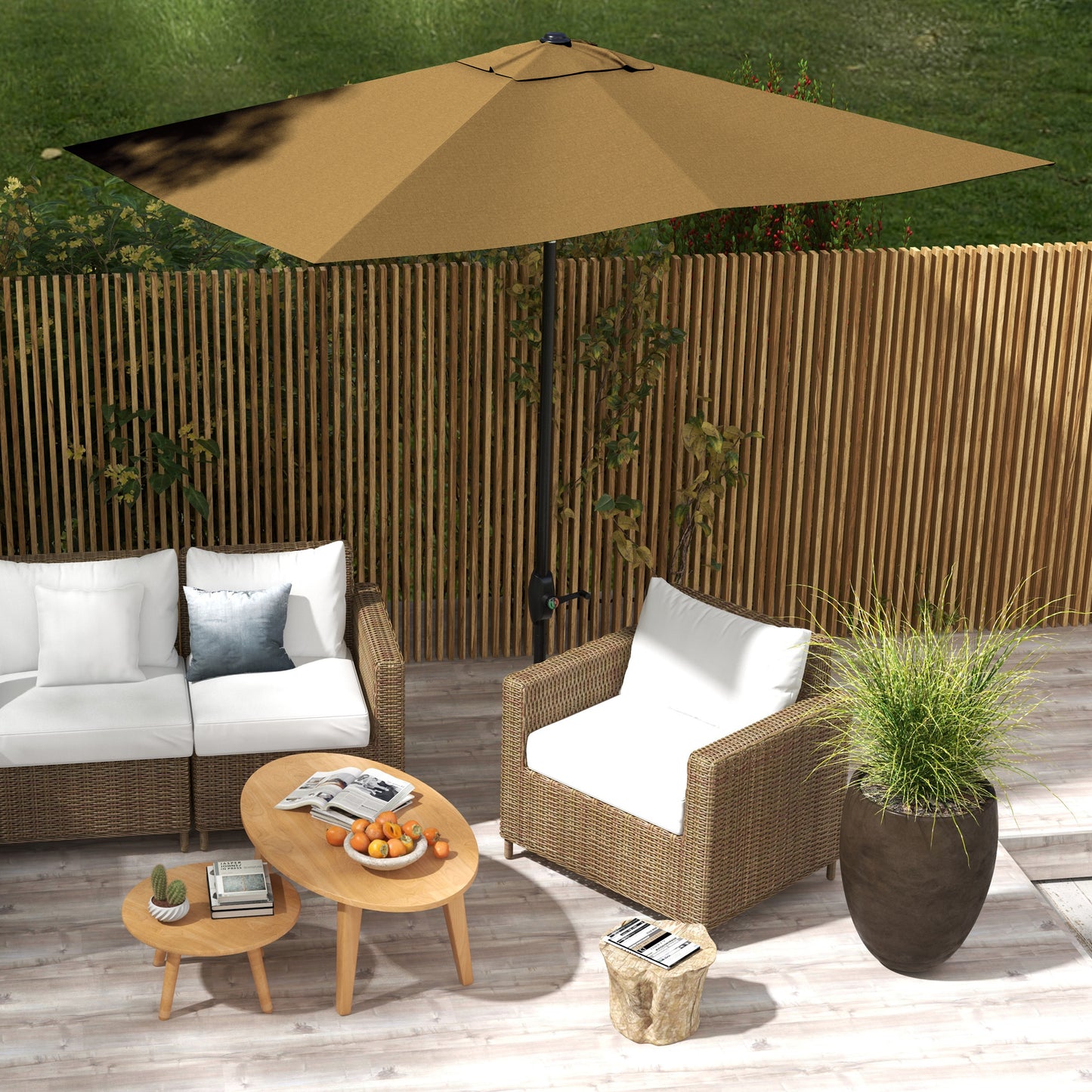 3 x 2 m Garden Parasol Umbrella with Aluminium Pole