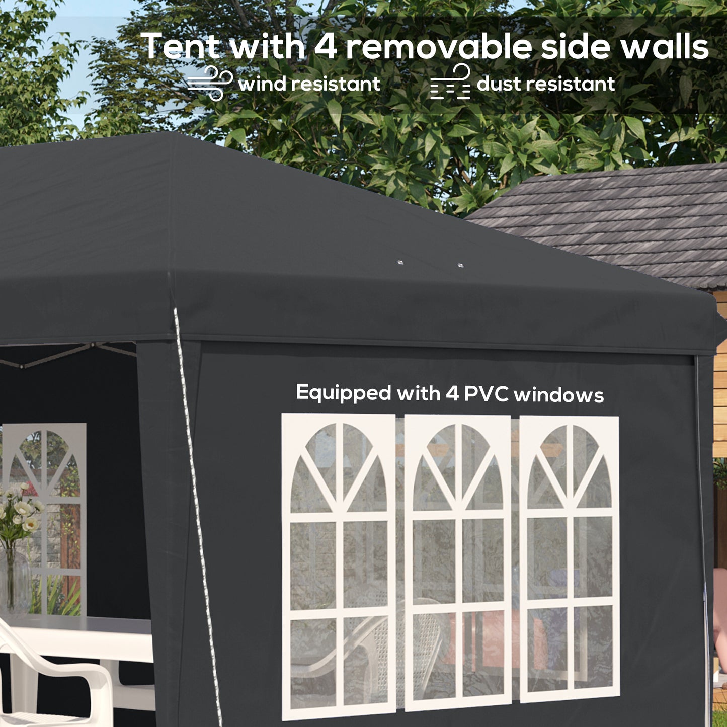 3 x 6m Pop-Up Gazebo, with Removable Walls