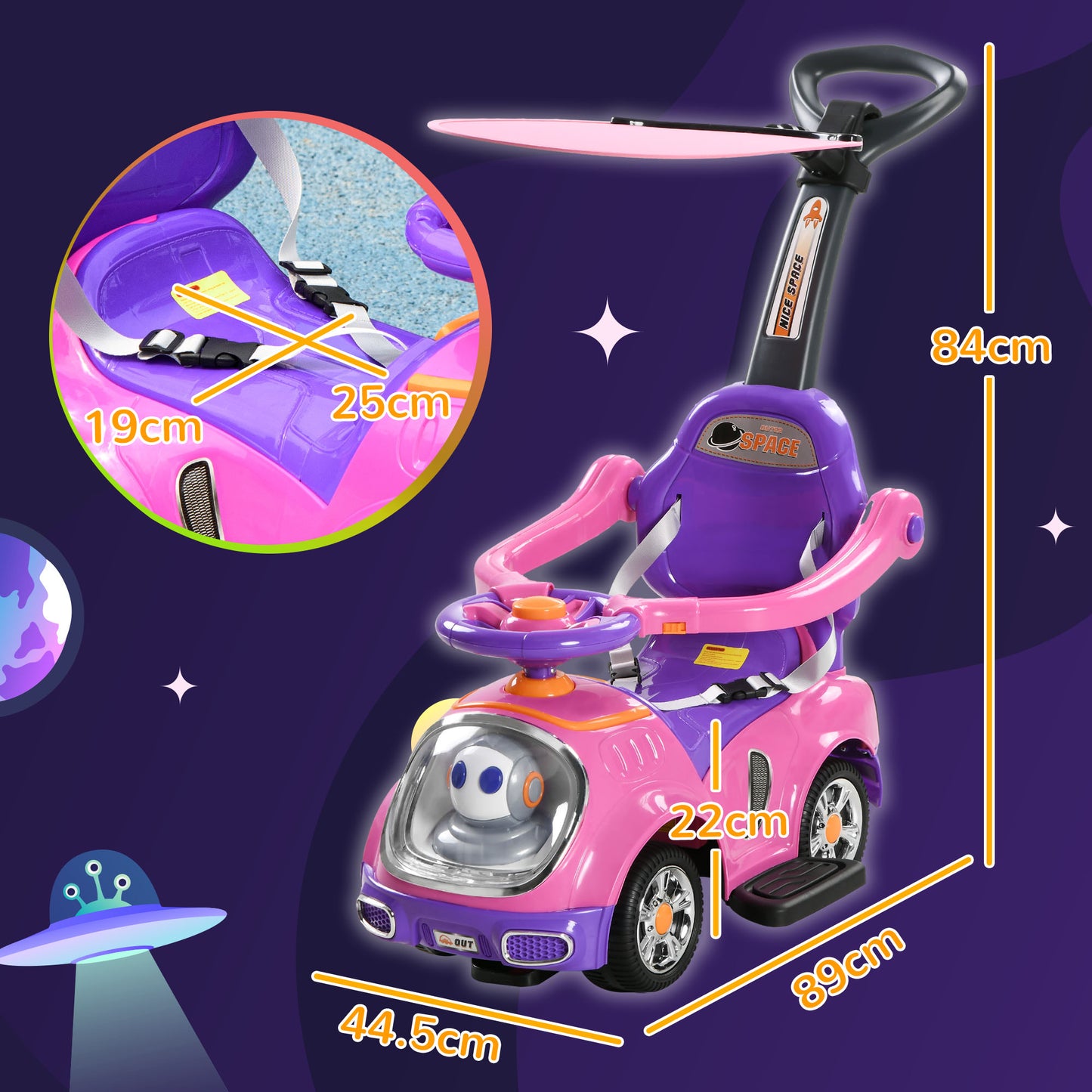 3 in 1 Ride on Push Car, Cartoon Robot Theme Foot to Floor Slider