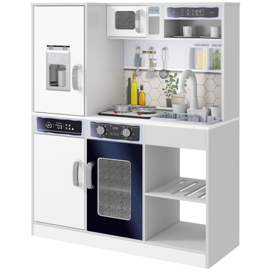 Pretend Play Toy Kitchen, Kids Kitchen Playset w/ Sounds, Lights