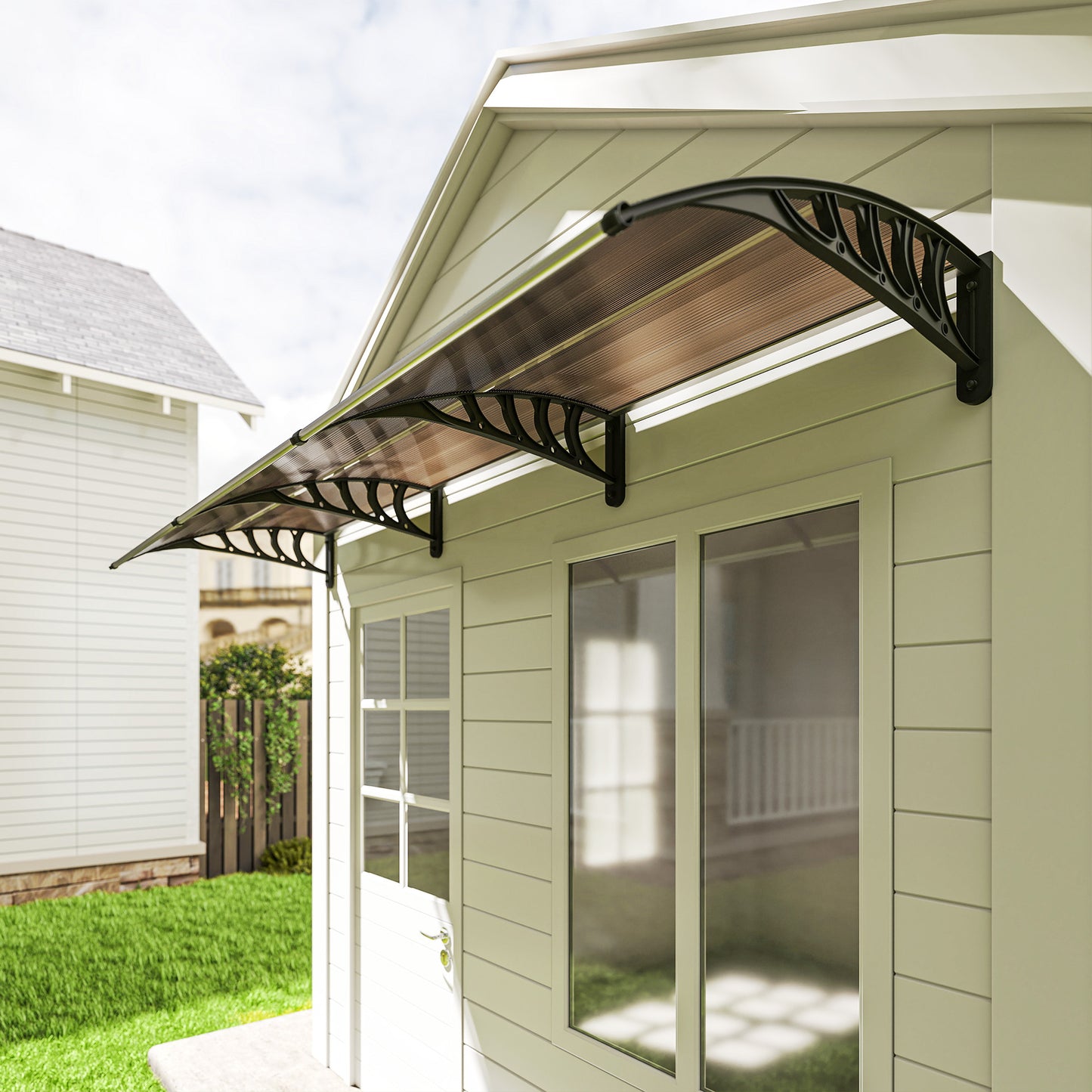 Front Door Canopy, Outdoor Awning, Rain Shelter, 303 x 96cm