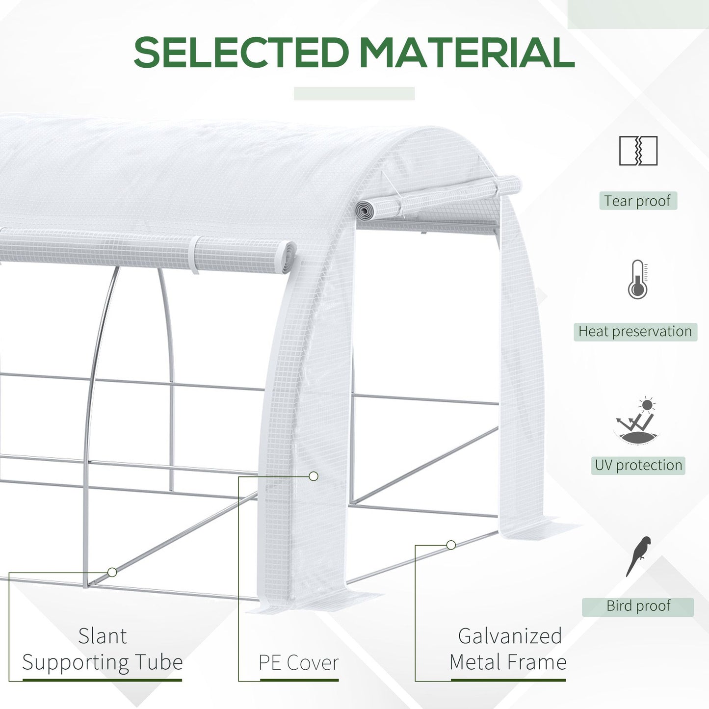 6 x 3 x 2 m Polytunnel Greenhouse with Roll-up Side Walls