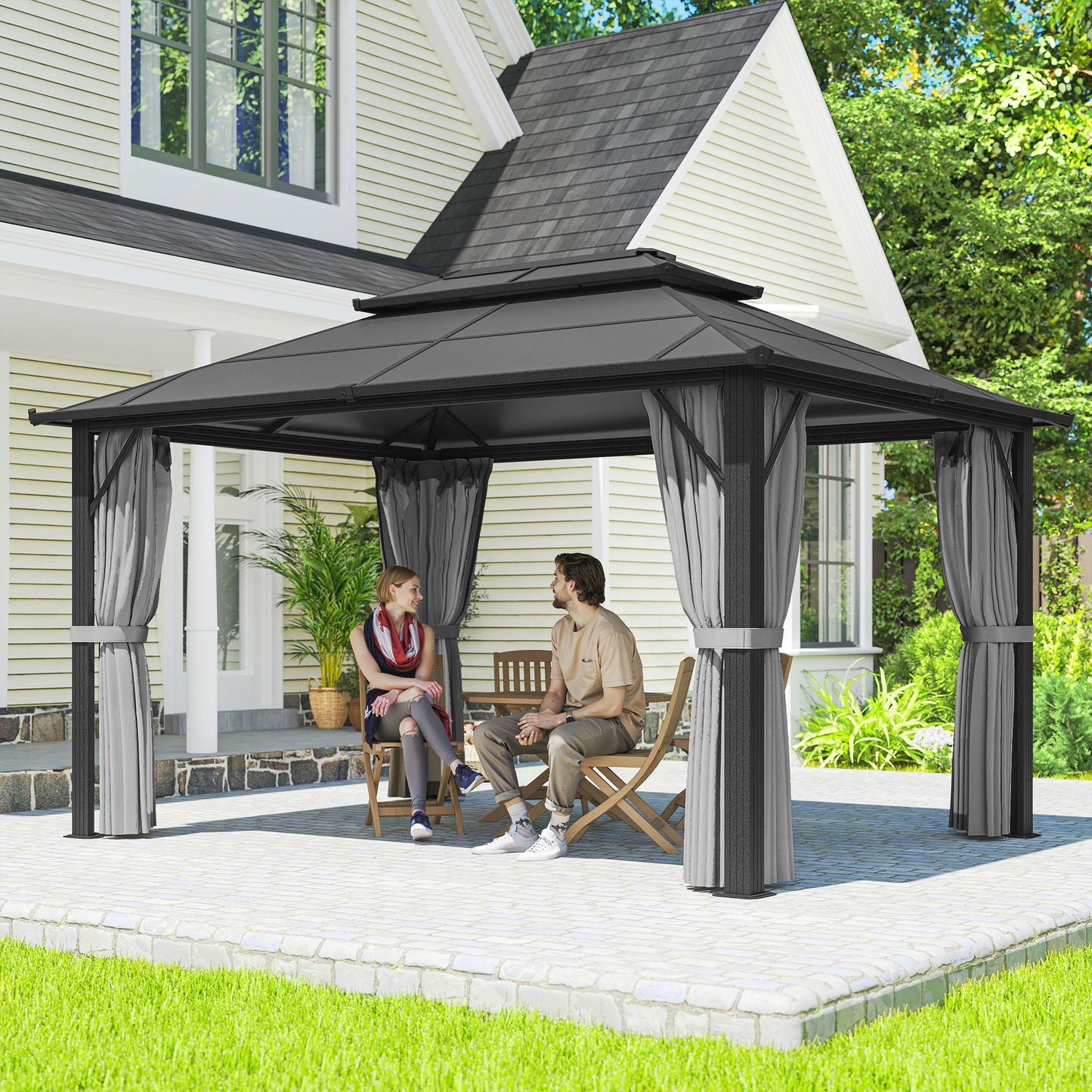 3 x 4m Hardtop Gazebo Canopy with UPF30+ Double Polycarbonate Roof