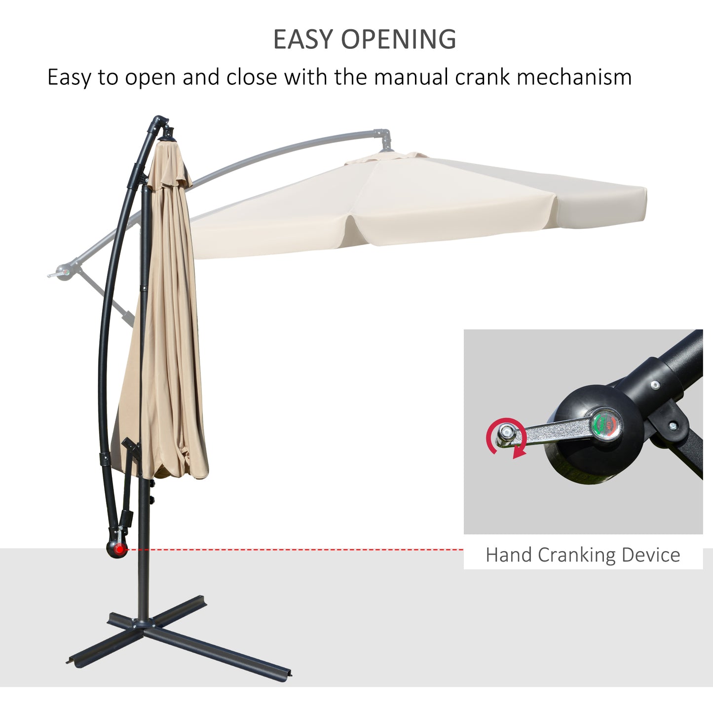 2.7m Cantilever Parasol Banana Sun Umbrella with Crank Handle