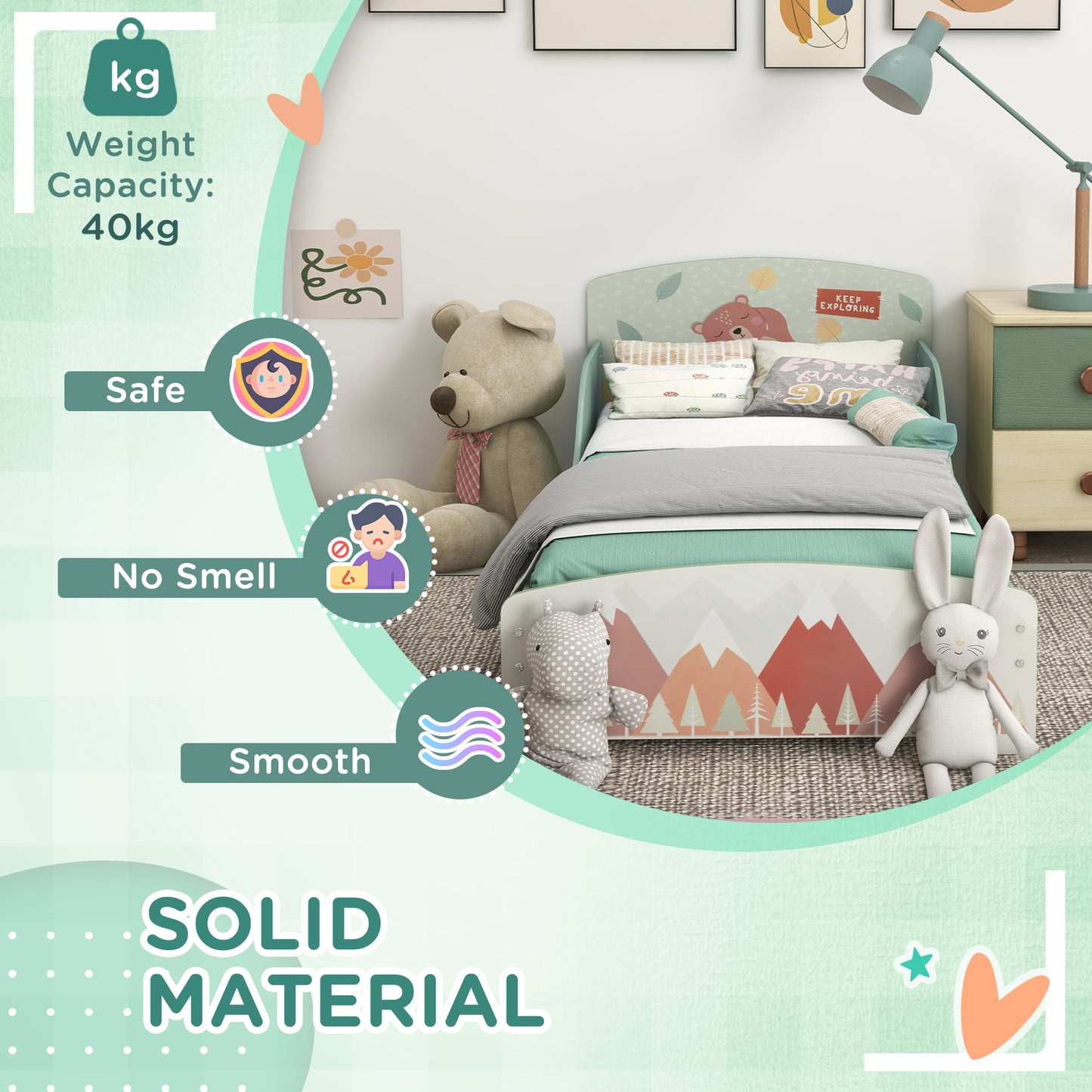 Toddler Bed Frame, Kids Storage Shelf Unit with 6 Fabric Bins