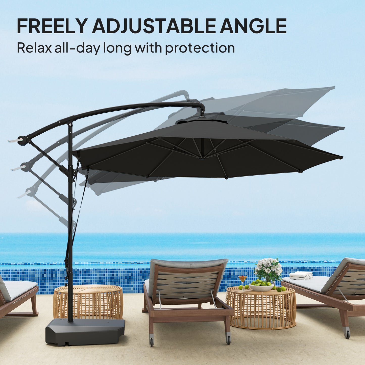 3(m) Garden Cantilever Parasol with Fillable Base up to 90kg