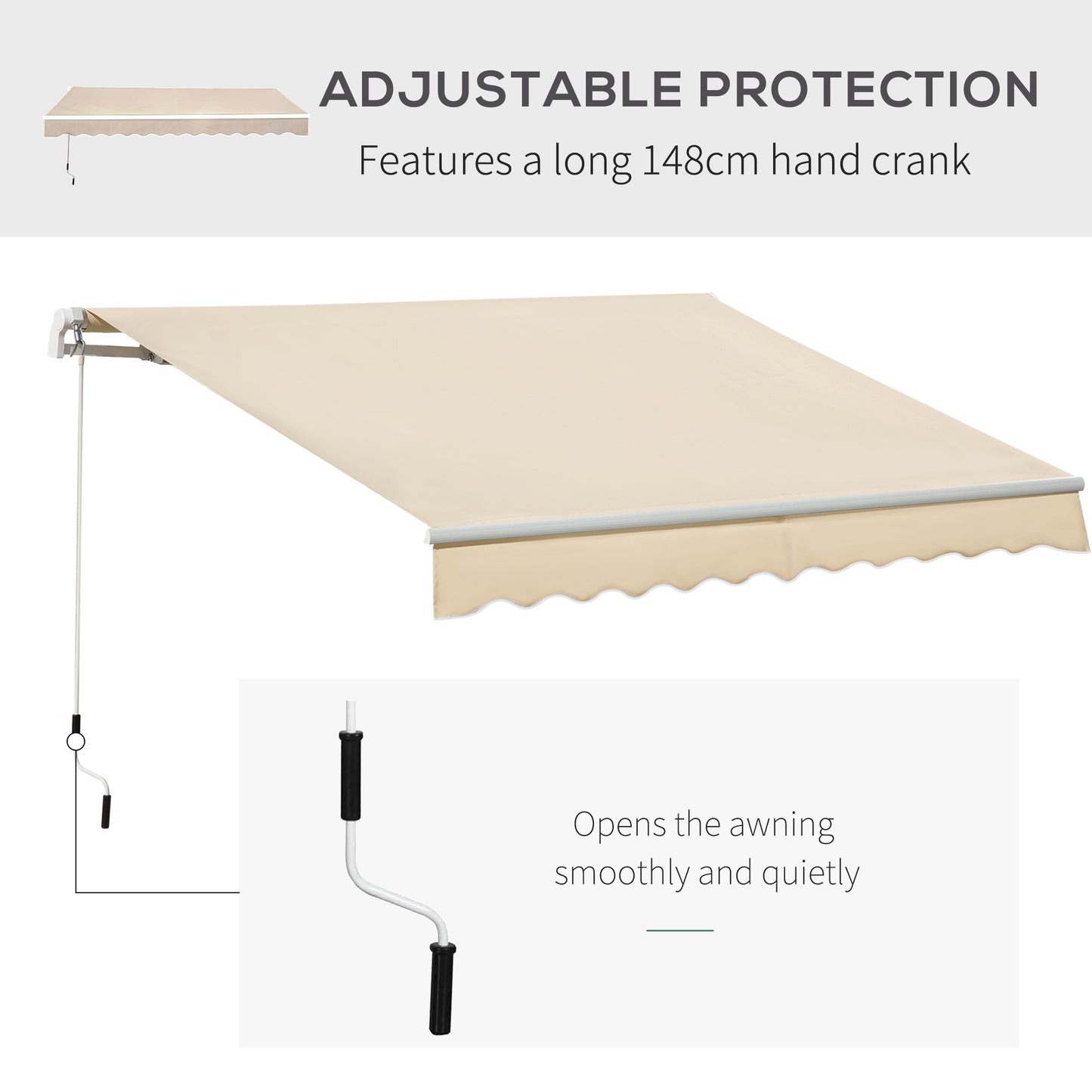 3.5M x 2.5M Manual Awning Canopy Retractable Sun Shade Shelter