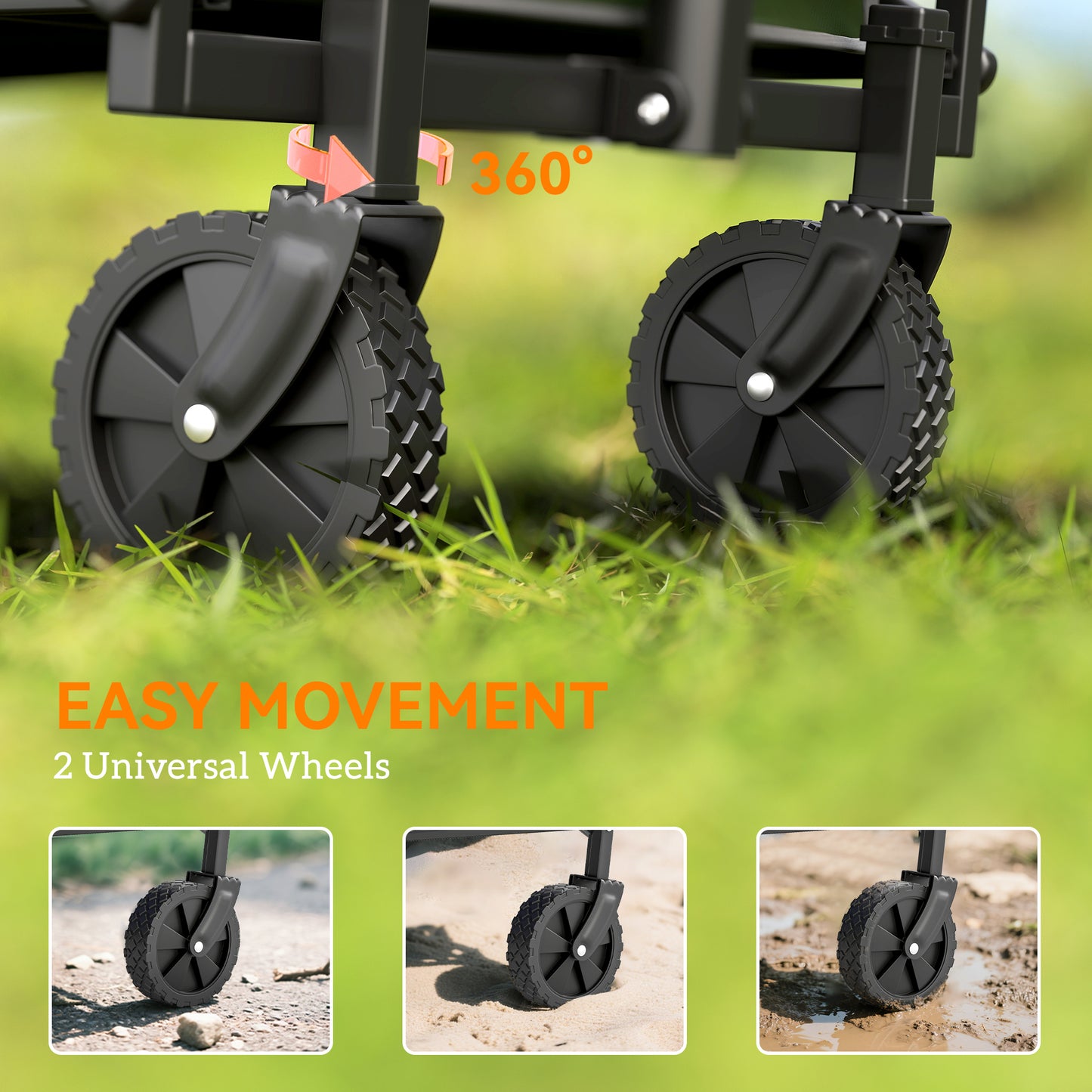62L Festival Trolley on Wheels, Garden Folding Trolley Cart