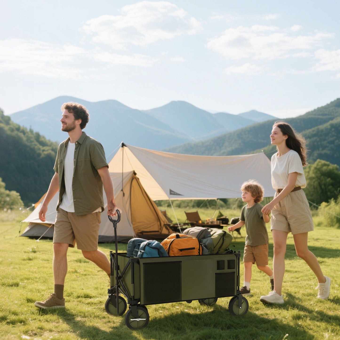 Folding Garden Trolley, Cargo Trailer on Wheels