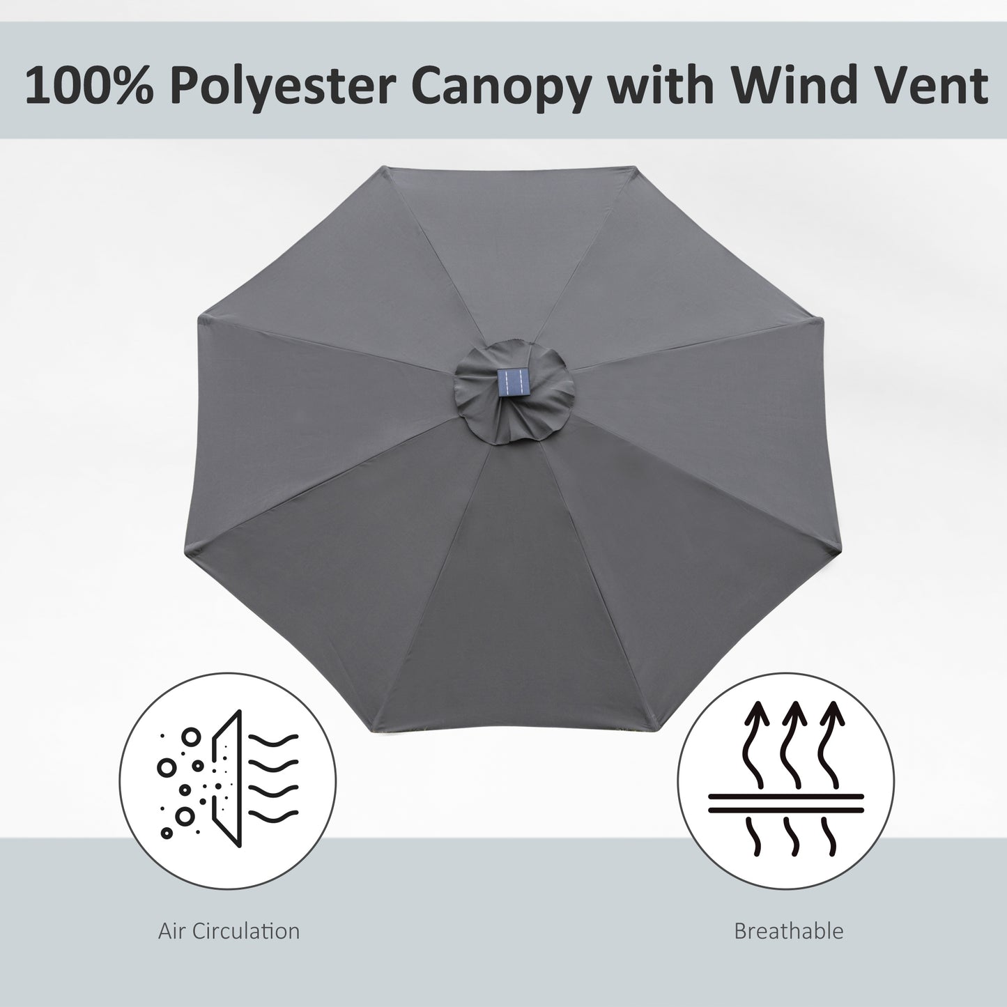 2.7m Garden Parasol Sun Umbrella w/ LED Solar Light Angled Canopy