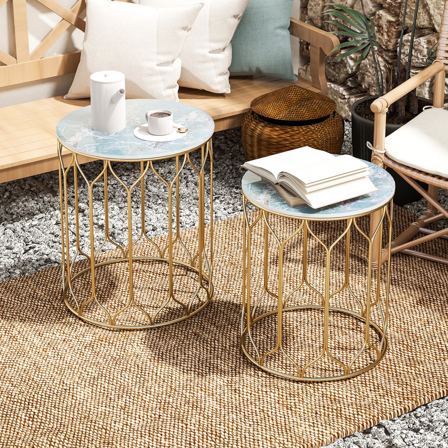 Round Coffee Table Set of 2