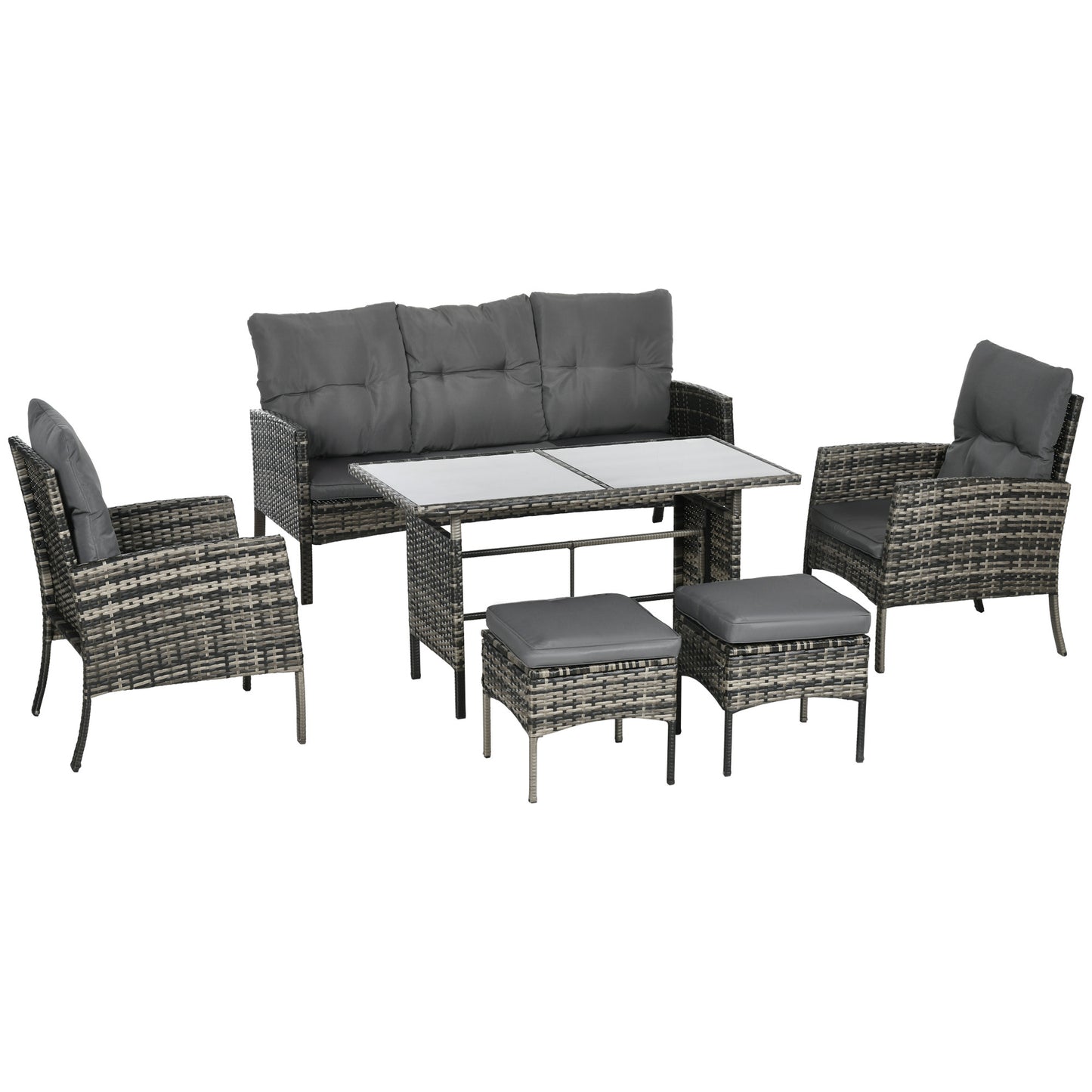 5 Seater Rattan Garden Furniture Set, 2 Armchairs