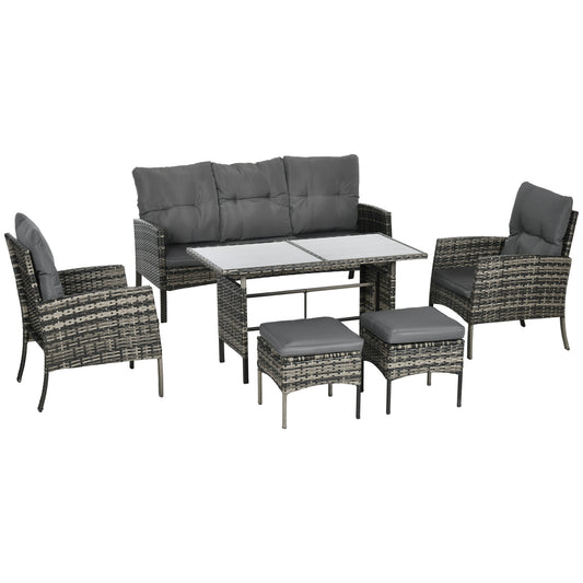 5 Seater Rattan Garden Furniture Set, 2 Armchairs