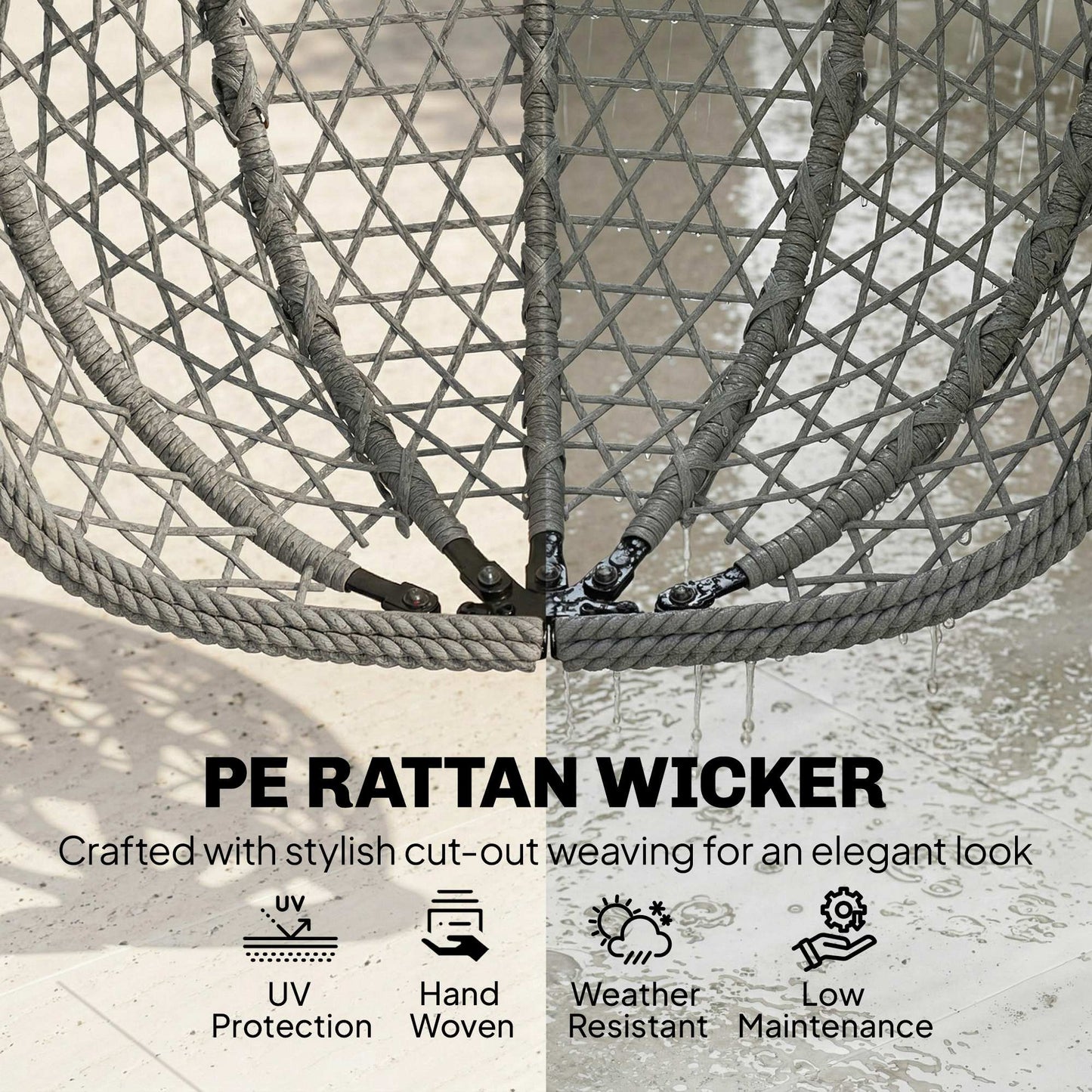 Hanging Egg Chair, Indoor Outdoor Rattan Hammock Swing Chair