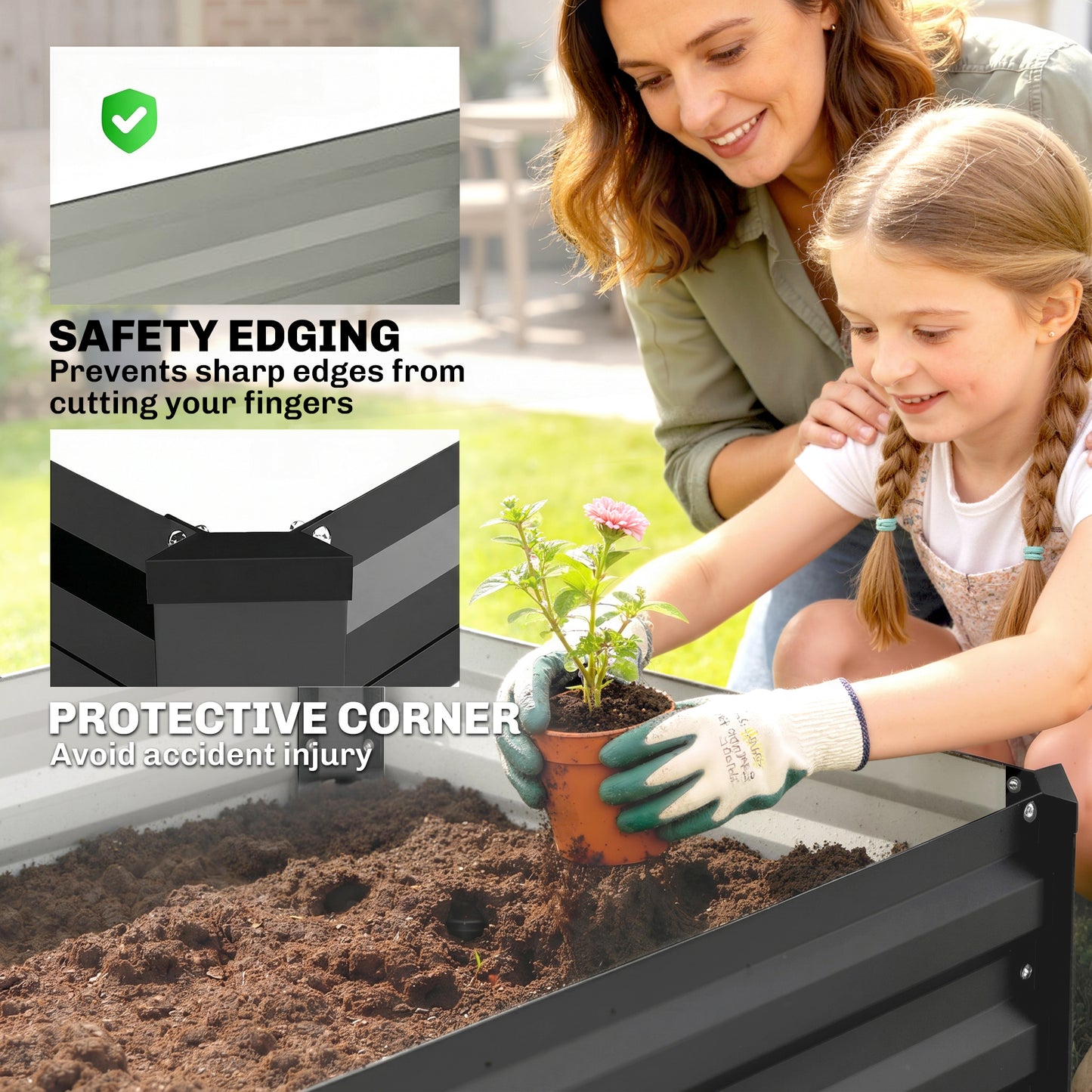 Set of Two 100 x 60cm Steel Planter Boxes