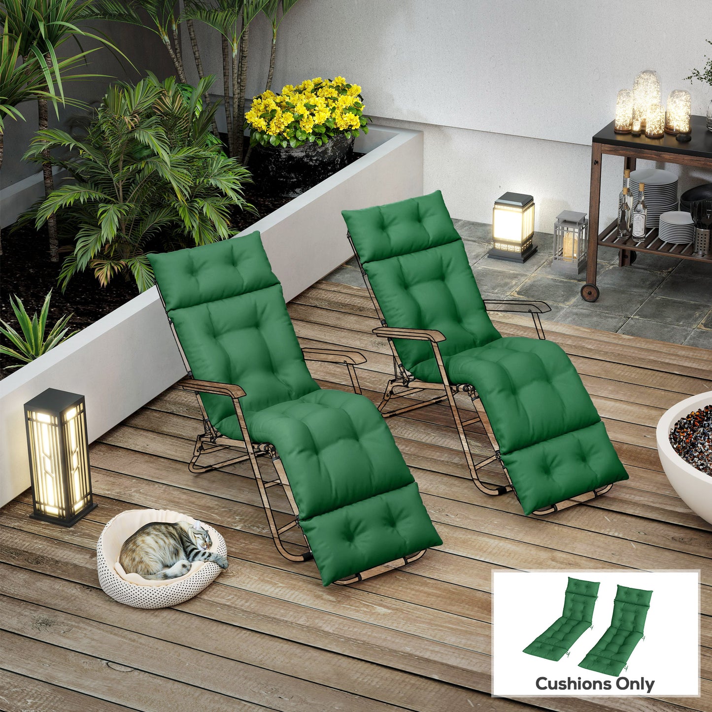 Set of Two 190 x 56cm Sun Lounger Cushions