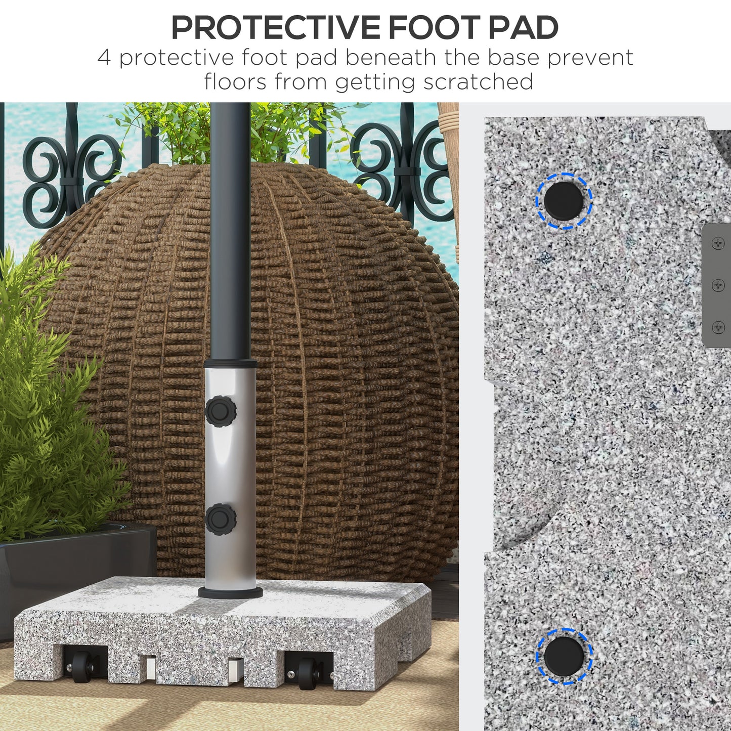 Granite Parasol Base, 28kg Heavy Duty Square Umbrella Stand