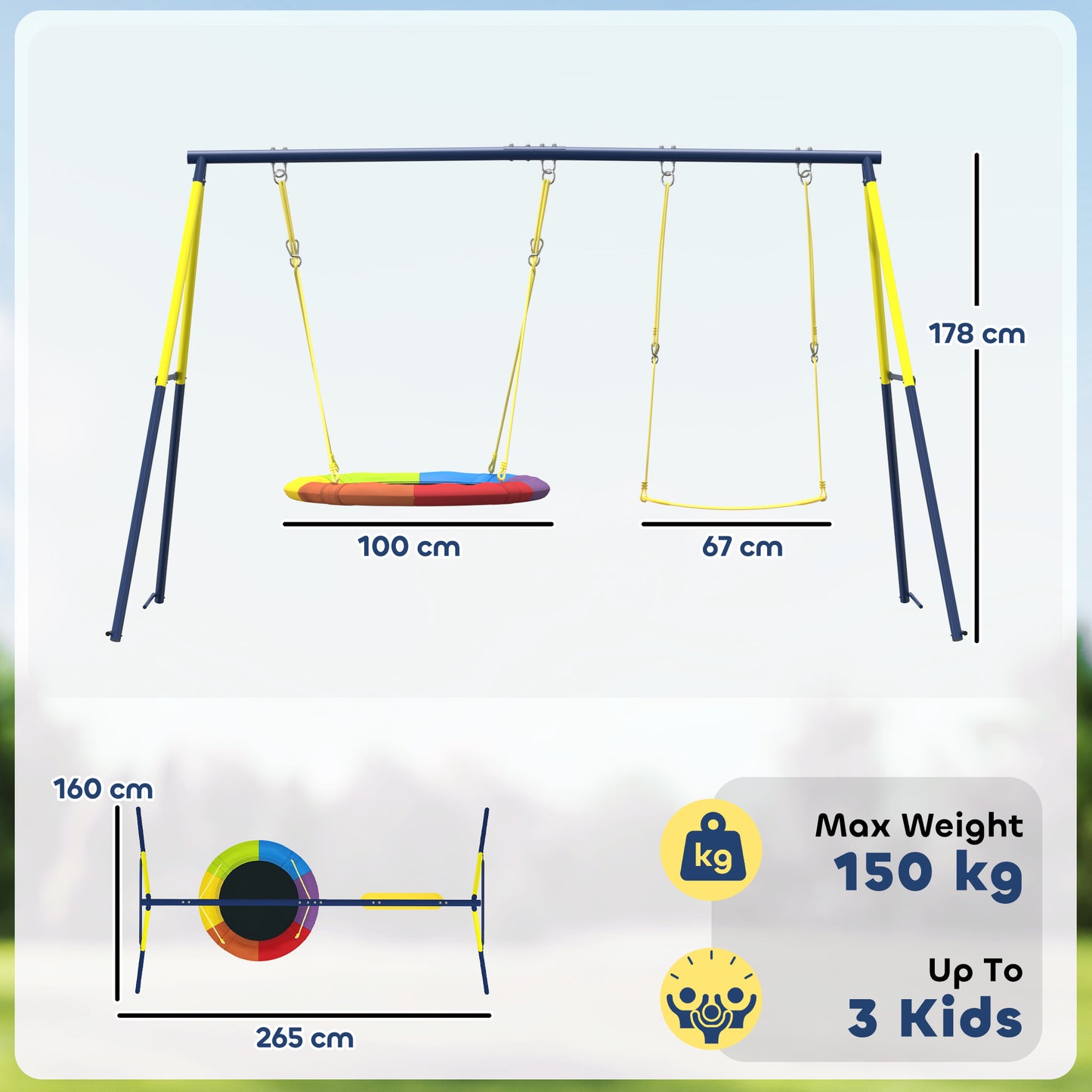 Kids Swing Set with Double Swings