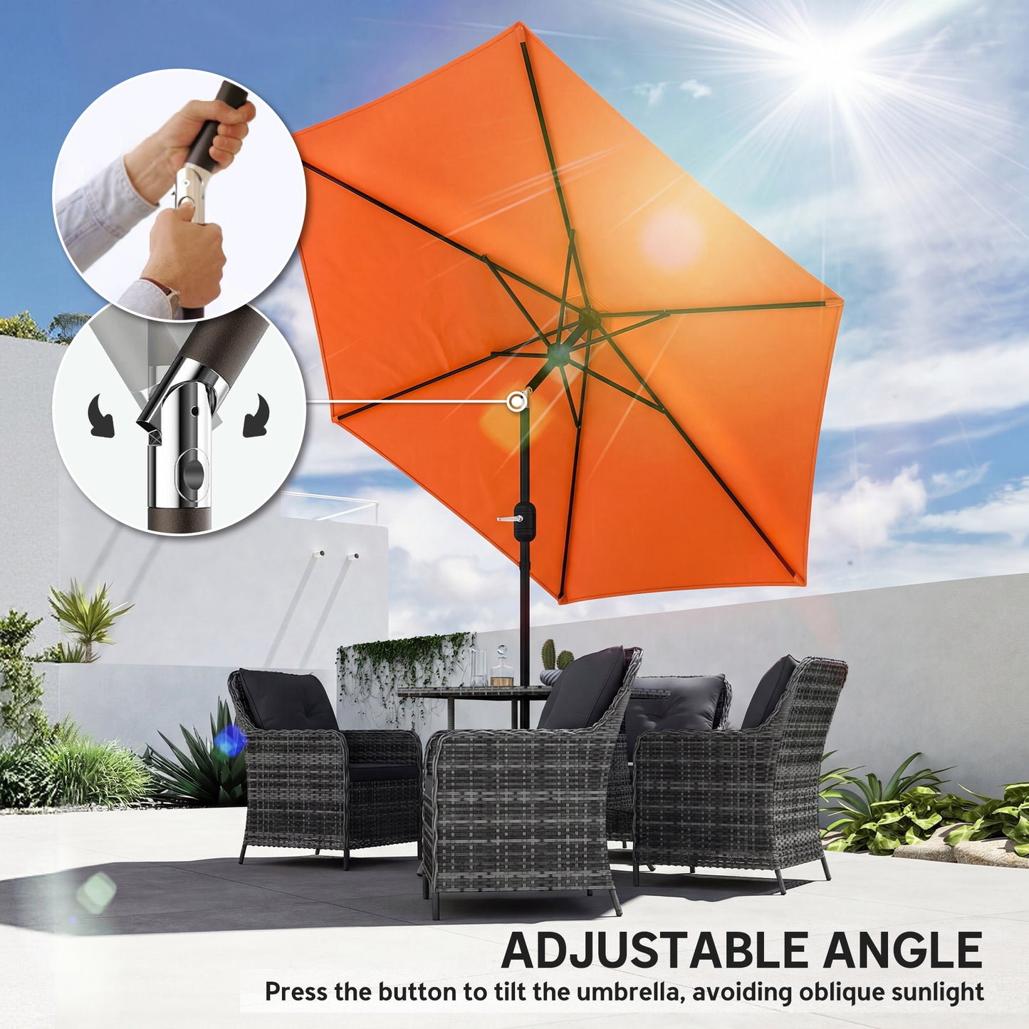 2.6 m Garden Parasol Umbrella with Aluminium Pole (7)