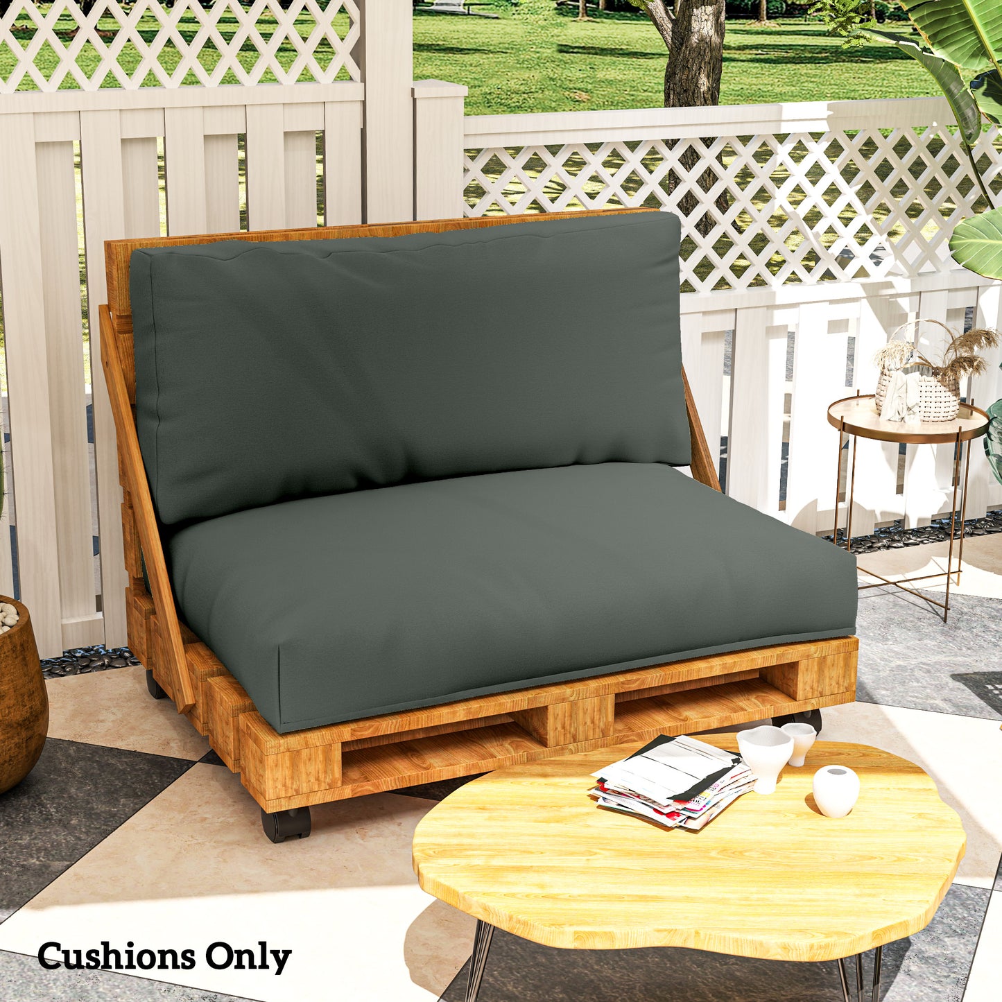 Two Piece Seat Pallet and Back Cushions