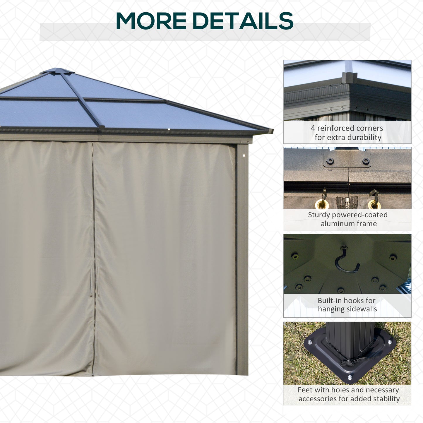 3 x 3(m) Hardtop Gazebo Canopy with Polycarbonate Roof (1)