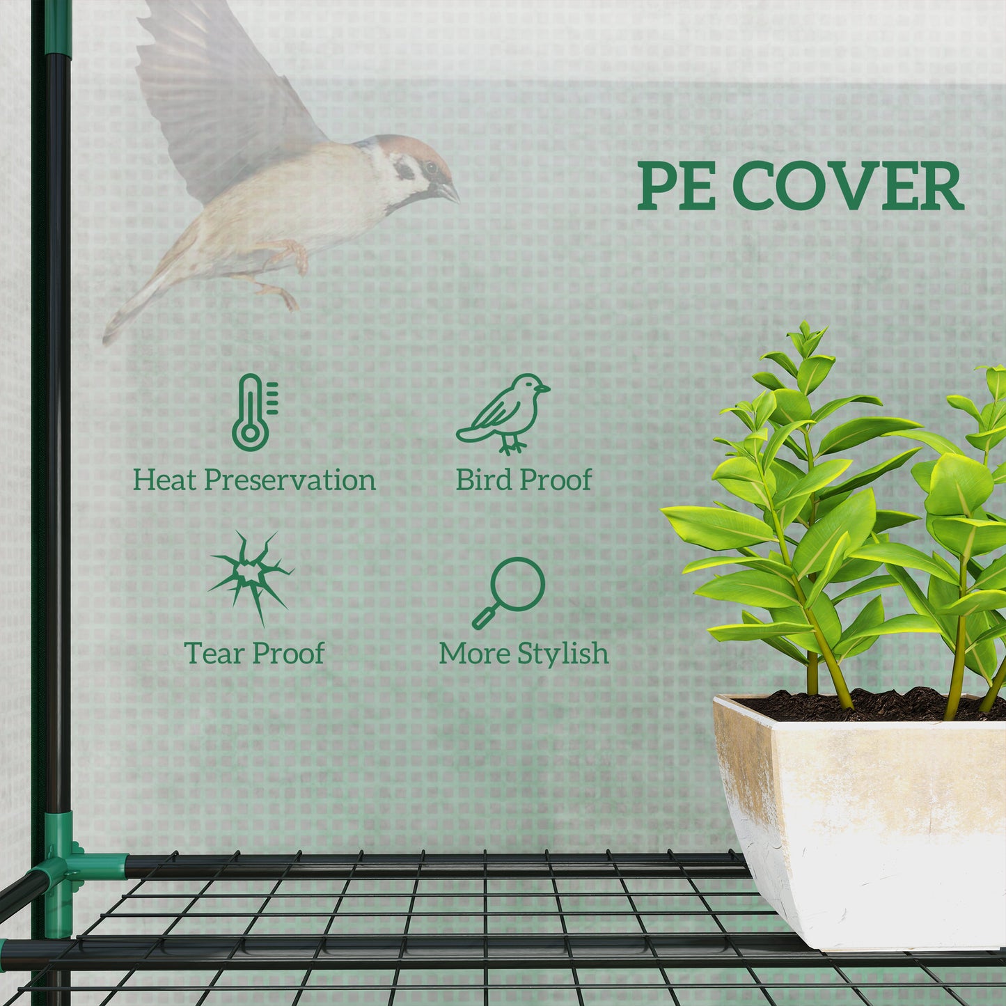 46 x 215cm Nine-Shelf Greenhouse