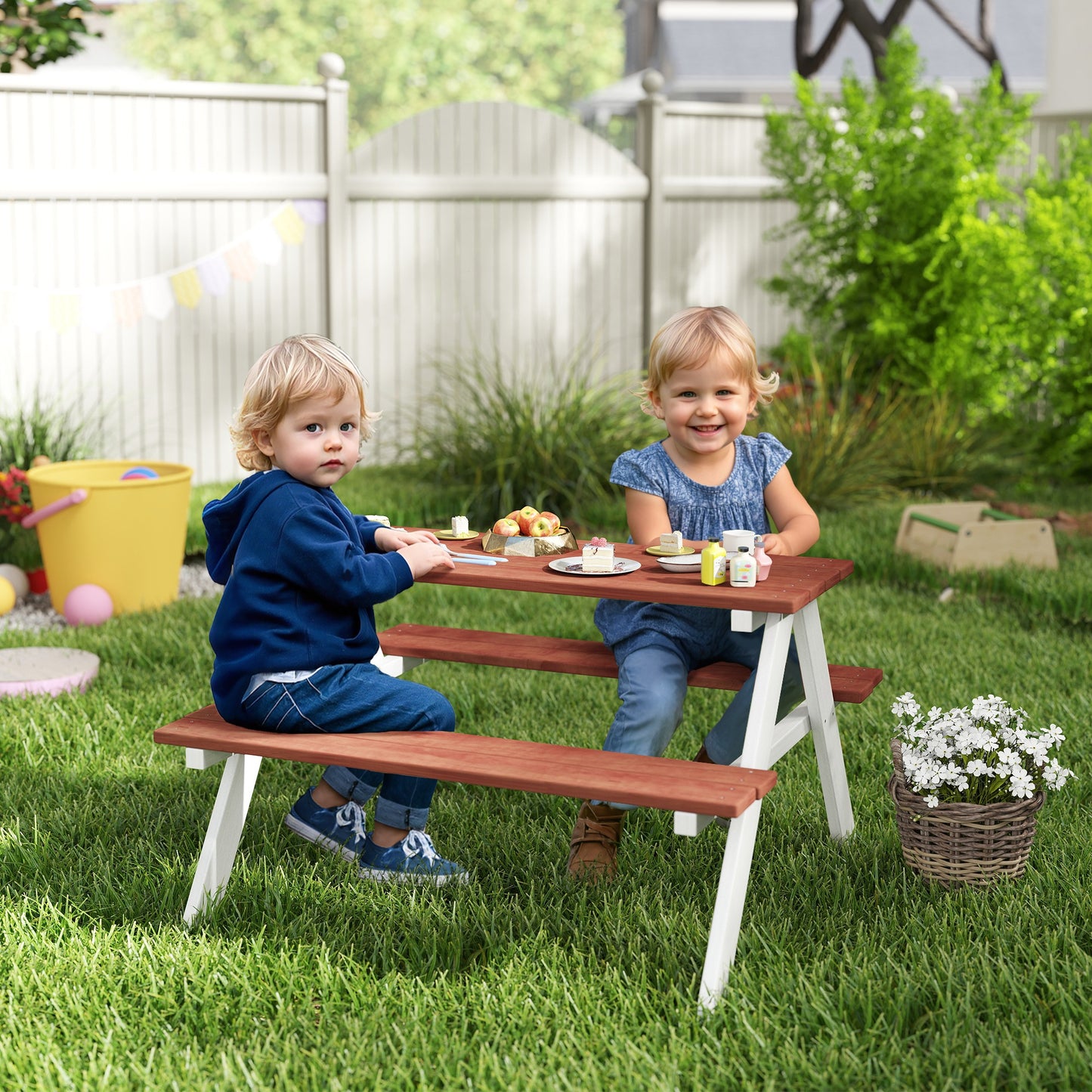 Kids Picnic Table, Wooden Table and Bench Set