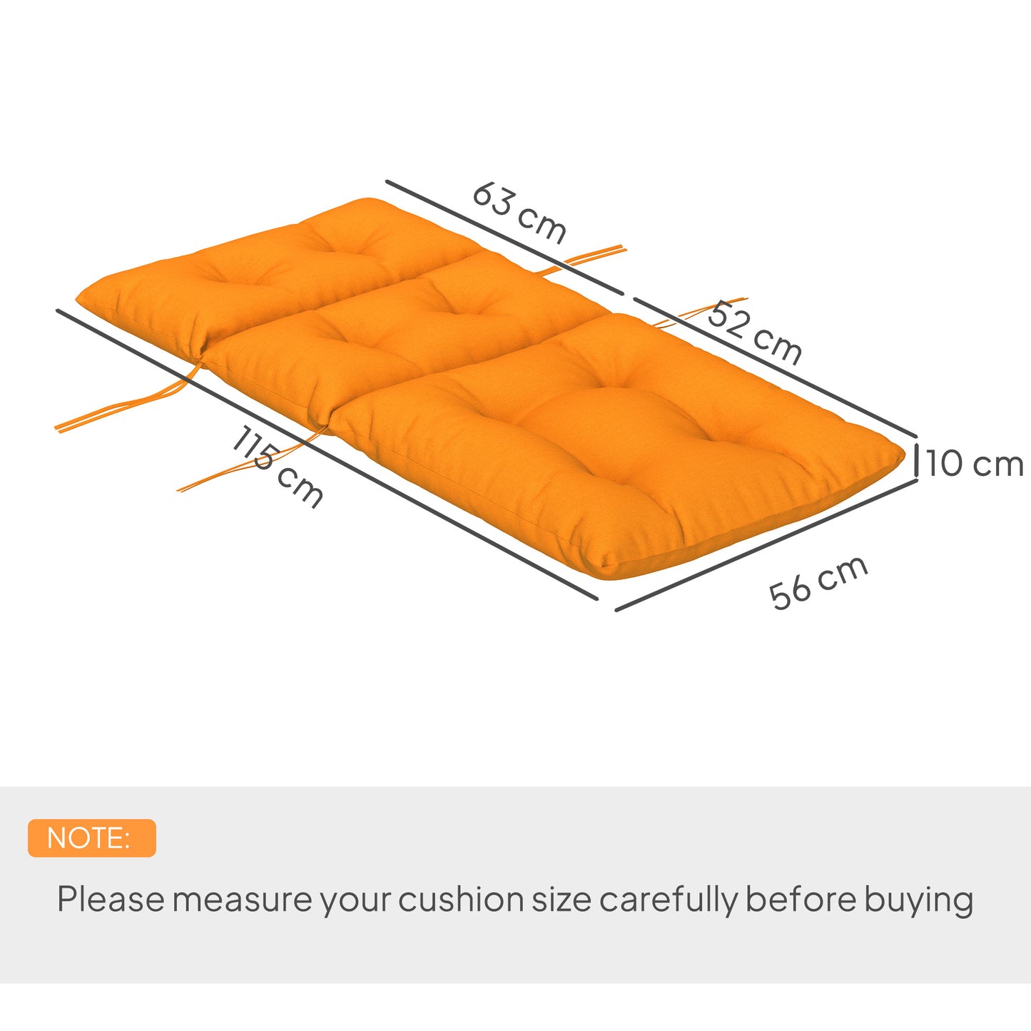 115 x 56cm Rocking Chair Padded Seat Cushion