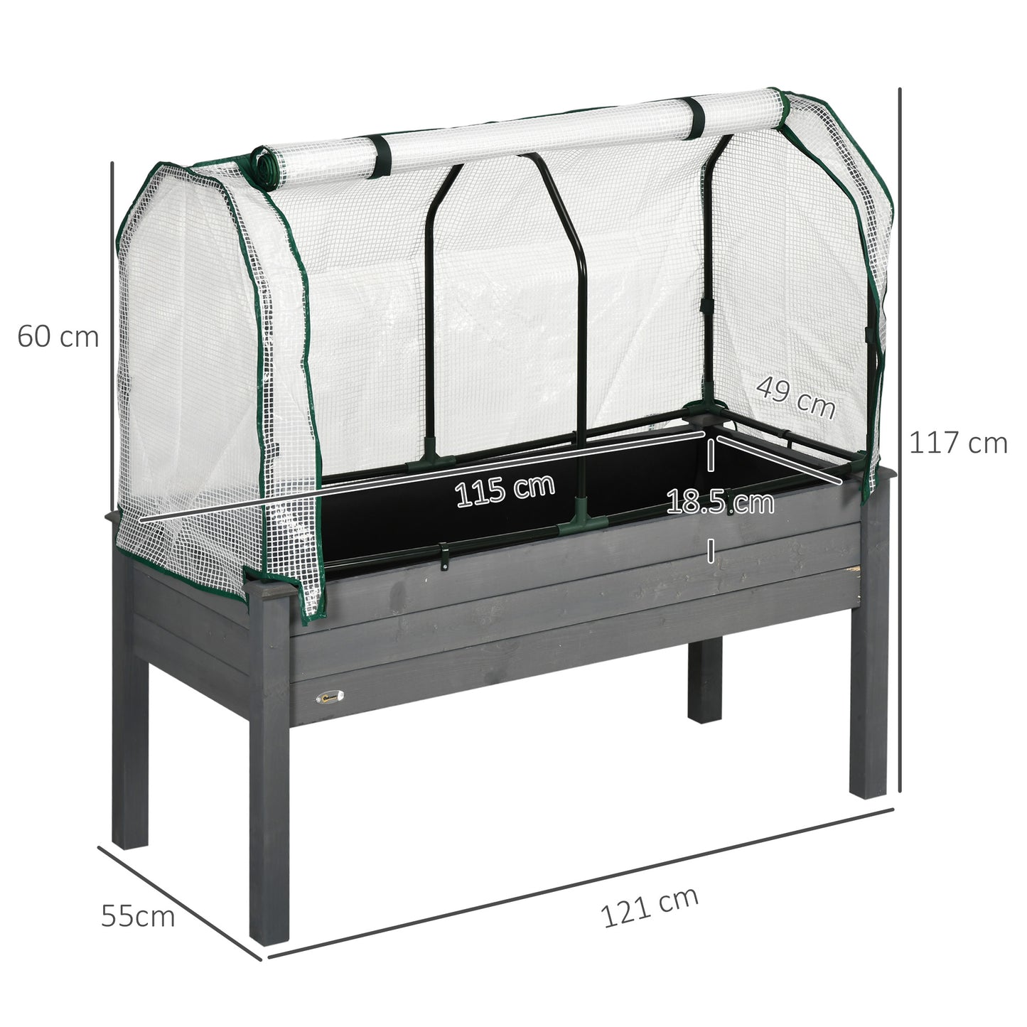 Raised Garden Bed Outdoor Elevated Wood Planter Box w/ PE Cover