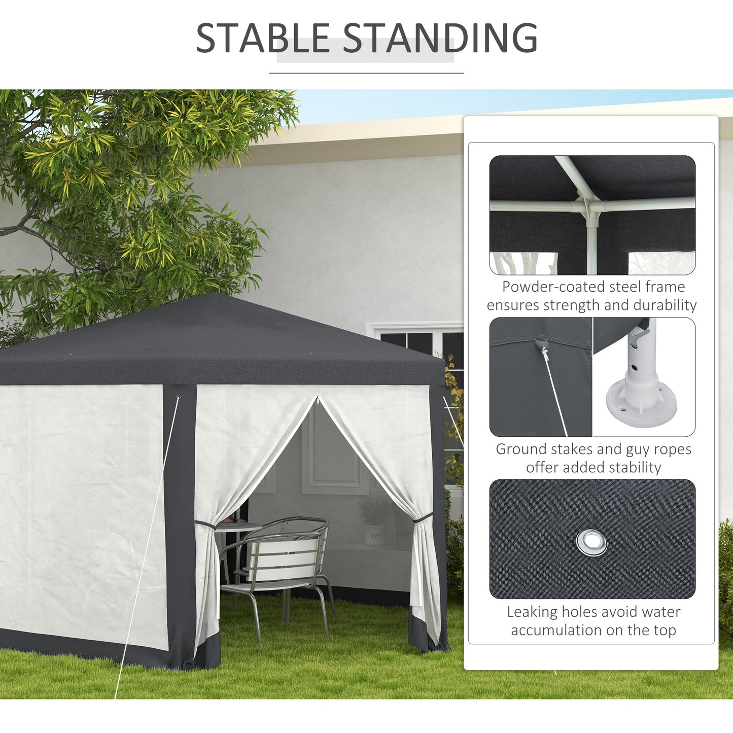 4M Hexagon Gazebo, Netting Party Tent