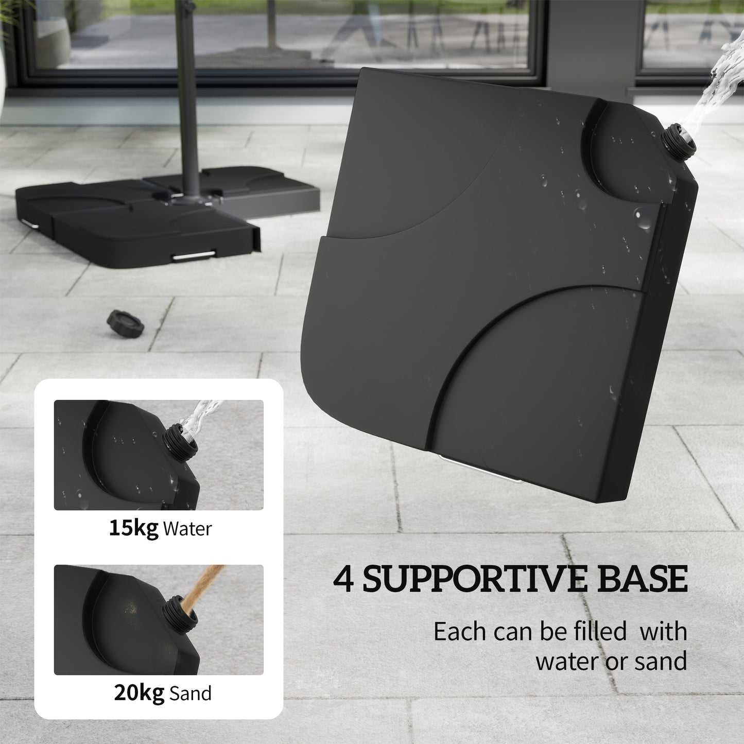 3m Overhanging Parasol, with Base, Weights and Cover