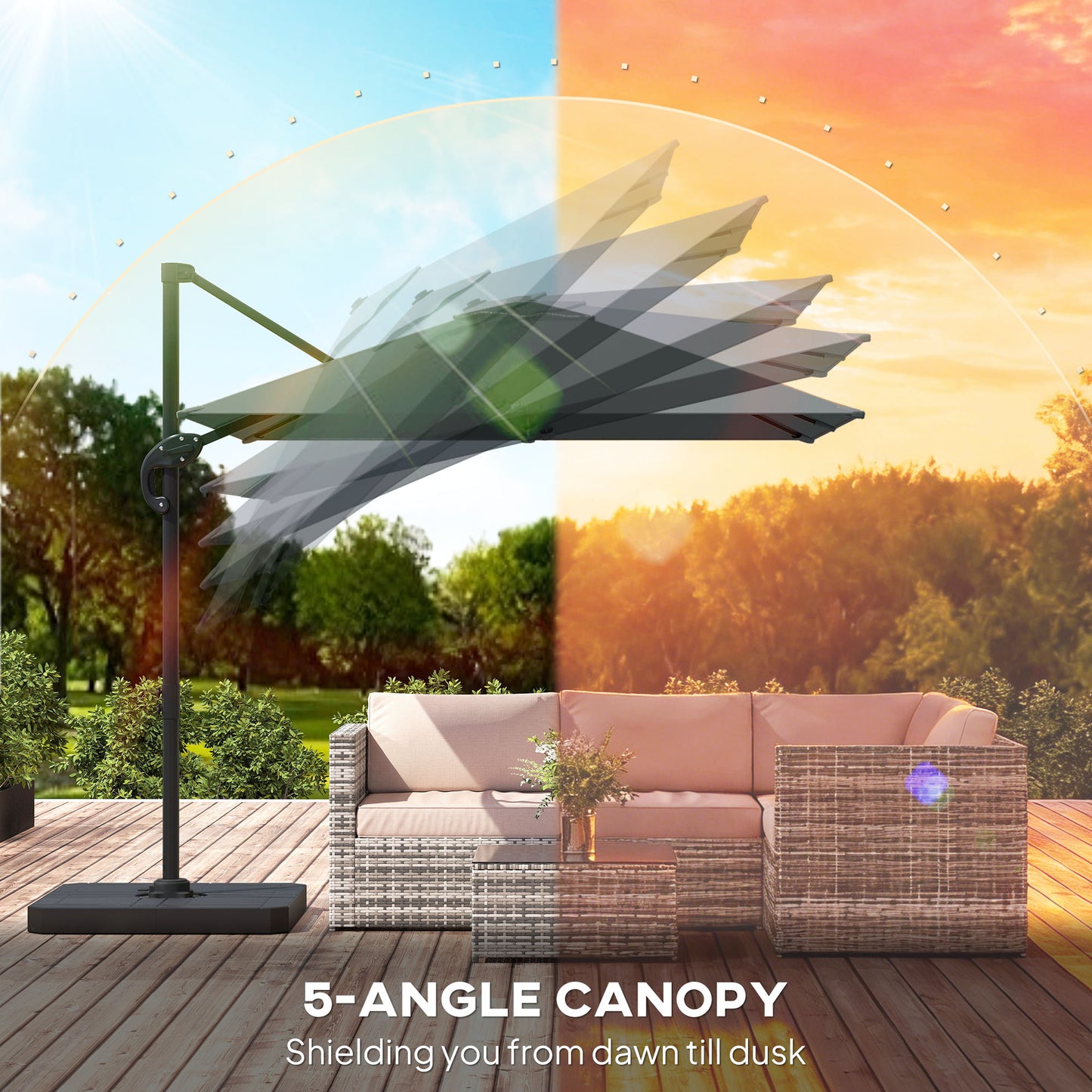2.4 x 2.4m Cantilever Parasol with Umbrella Weights