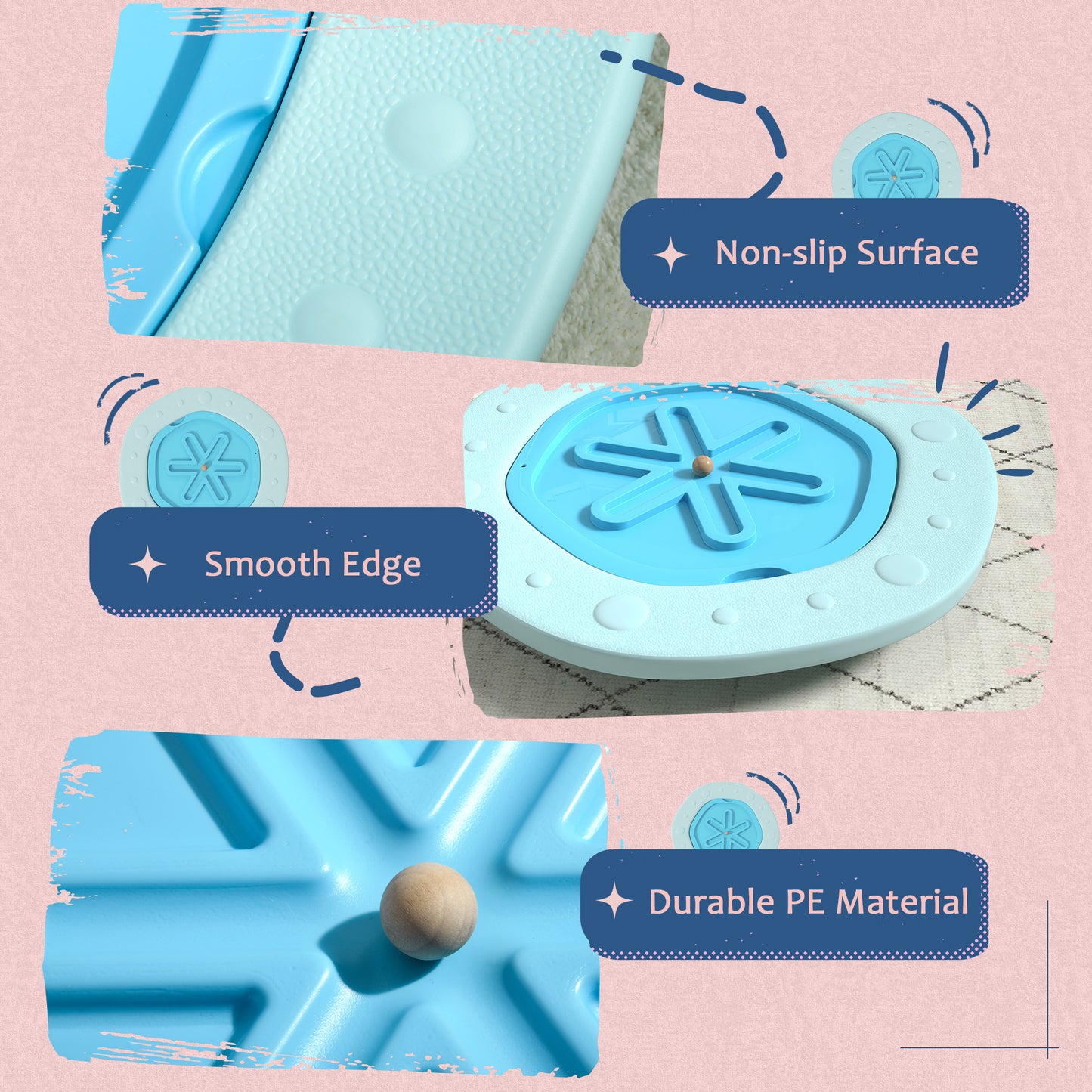 Two-In-One Balance Board, Kids Wobble Board with Ball